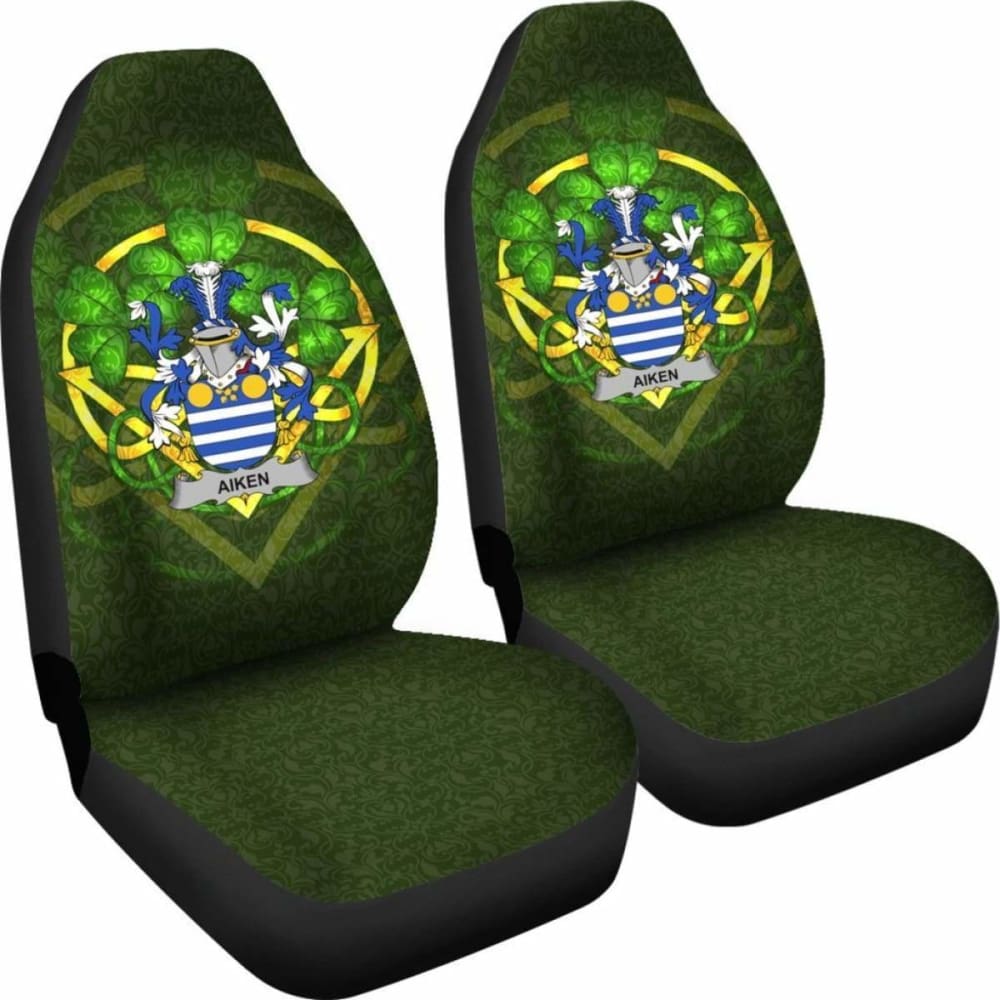 Aiken Ireland Car Seat Cover Set of 2 - Celtic Shamrock Design, Universal Fit for Most Vehicles, Waterproof & Non-Slip Protection (Perfect for St. Patrick's Day, Irish-Themed Events & Everyday Use)