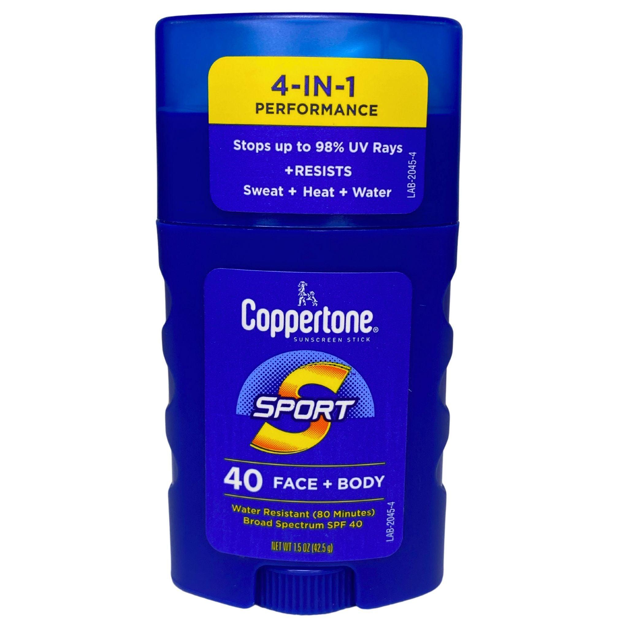 Coppertone Sunscreen Stick SPF 40 for Face & Body - 1.5 oz (95-Piece Bulk Pack) | Water-Resistant, Sweat-Proof Protection for Outdoor Sports, Beach & Daily Activities