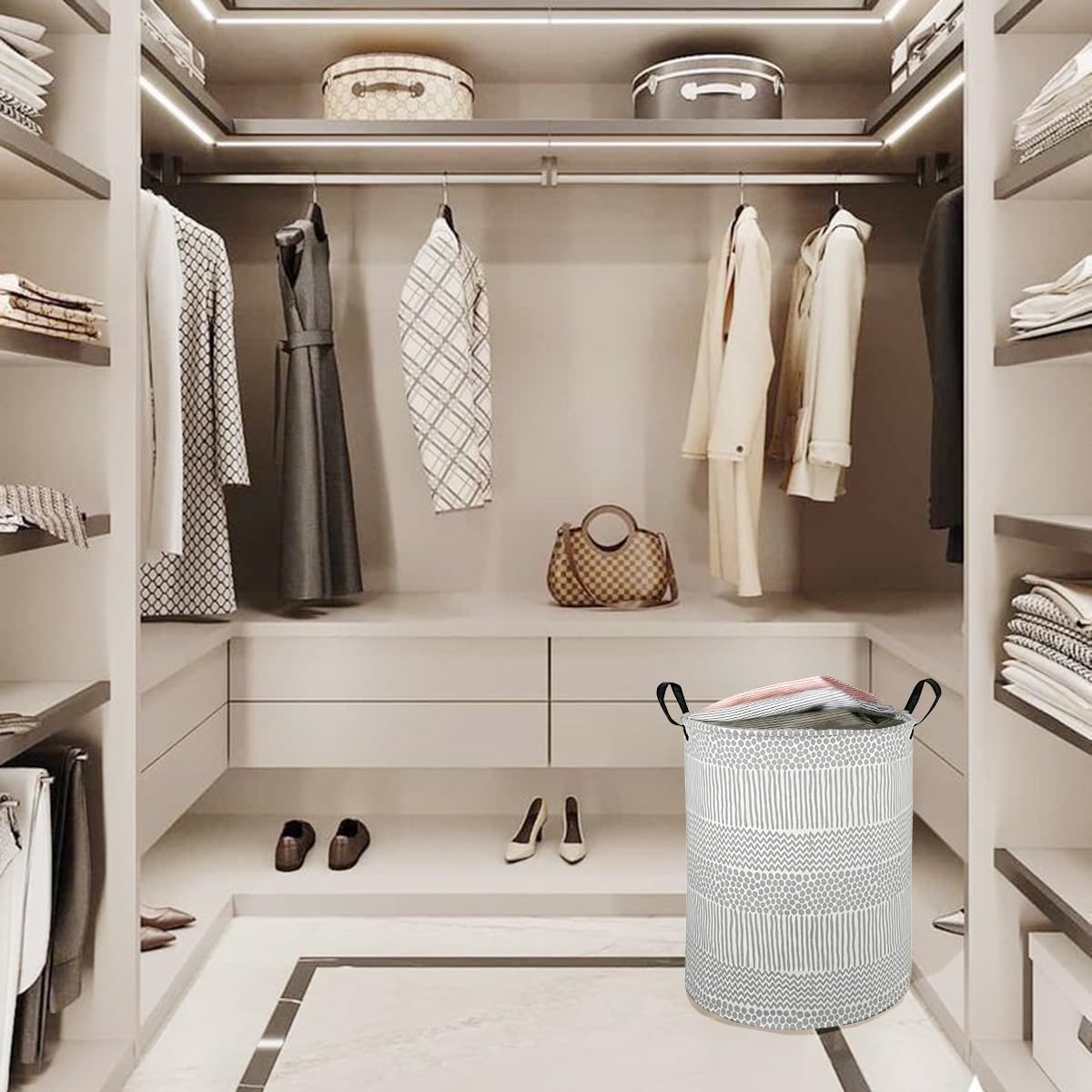 Waterproof Collapsible Laundry Hamper Basket with Handles - Foldable Storage Bin for Kids Room, Toy Organization & Clothes Storage - Perfect for Nursery, Dorm, Bathroom & Laundry Room
