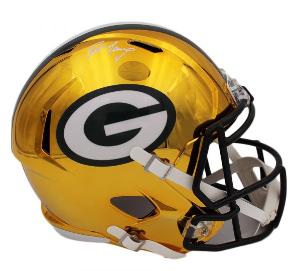 Brett Favre Autographed Green Bay Packers Speed Full Size Chrome NFL Helmet - Collectible Memorabilia for Football Fans & Sports Enthusiasts