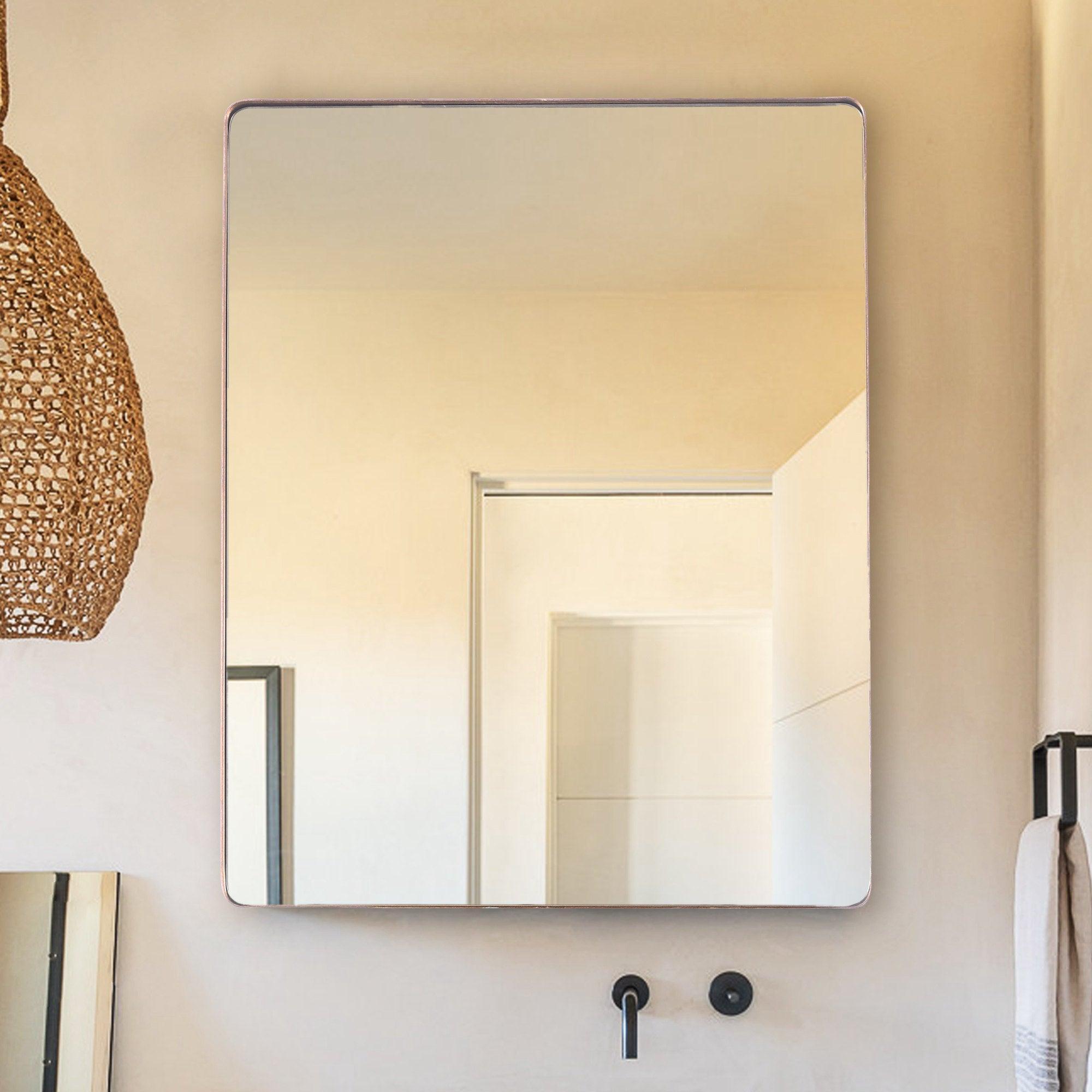 Golden Modern Square Framed Wall Mirror - 24