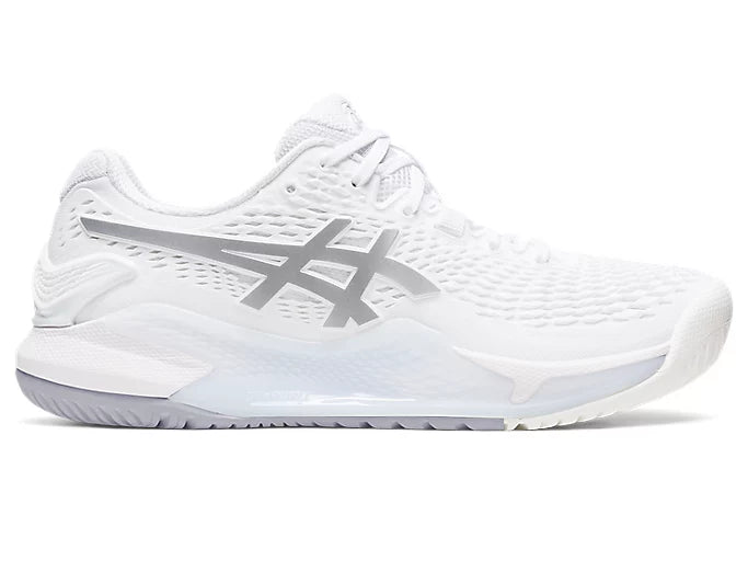 ASICS Women's Gel Resolution 9 Tennis Shoes - White/Silver - Lightweight Stability Court Sneakers for Women - Perfect for Tennis, Pickleball & Casual Wear