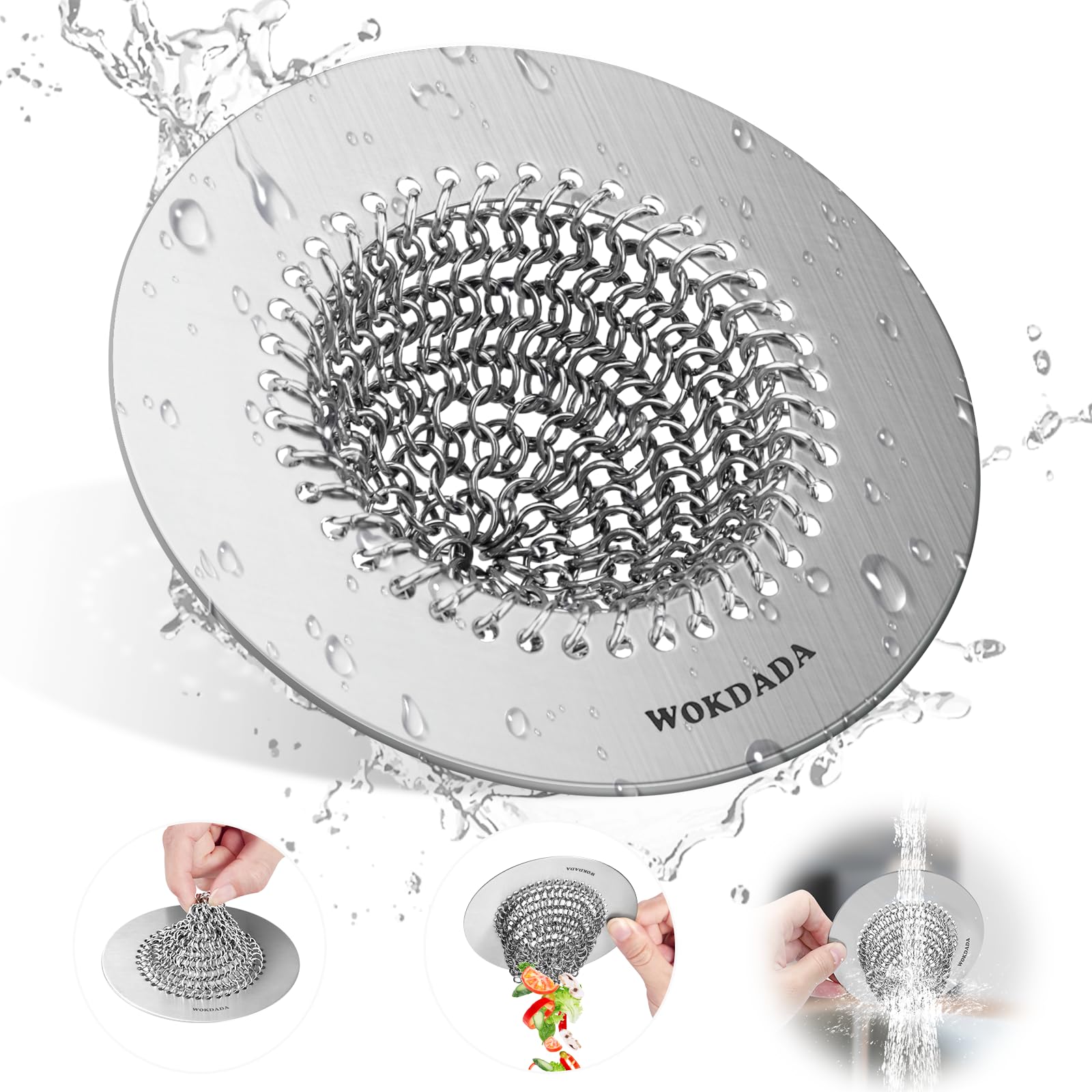 304 Stainless Steel Kitchen Sink Drain Strainer - Flippable Mesh Sink Screen with Large Basket Design for Easy Cleaning | Anti-Clog Garbage Disposal Cover | Fits Standard Sink Drains | Perfect for Food Prep, Dish Washing & Preventing Drain Clogs