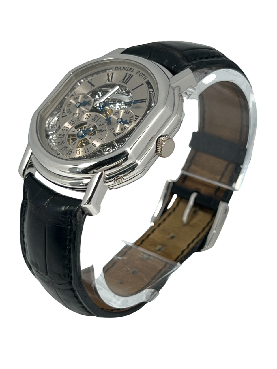 Daniel Roth Perpetual Calendar Skeleton Platinum Men's Luxury Watch - Swiss Made Automatic Movement, Transparent Dial Design for Business & Formal Occasions