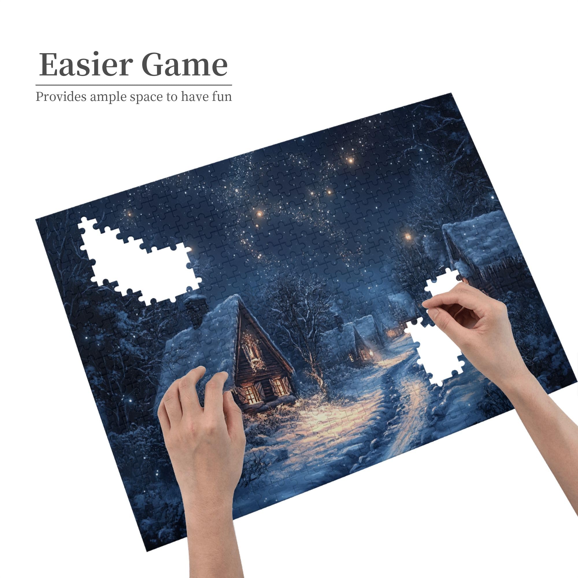 500-Piece Winter Village Wooden Jigsaw Puzzle for Adults - Holiday Christmas Scenery Puzzle Game for Mind & Body Relaxation - Perfect for Family Game Nights, Christmas Party Activities & Winter-Themed Decor