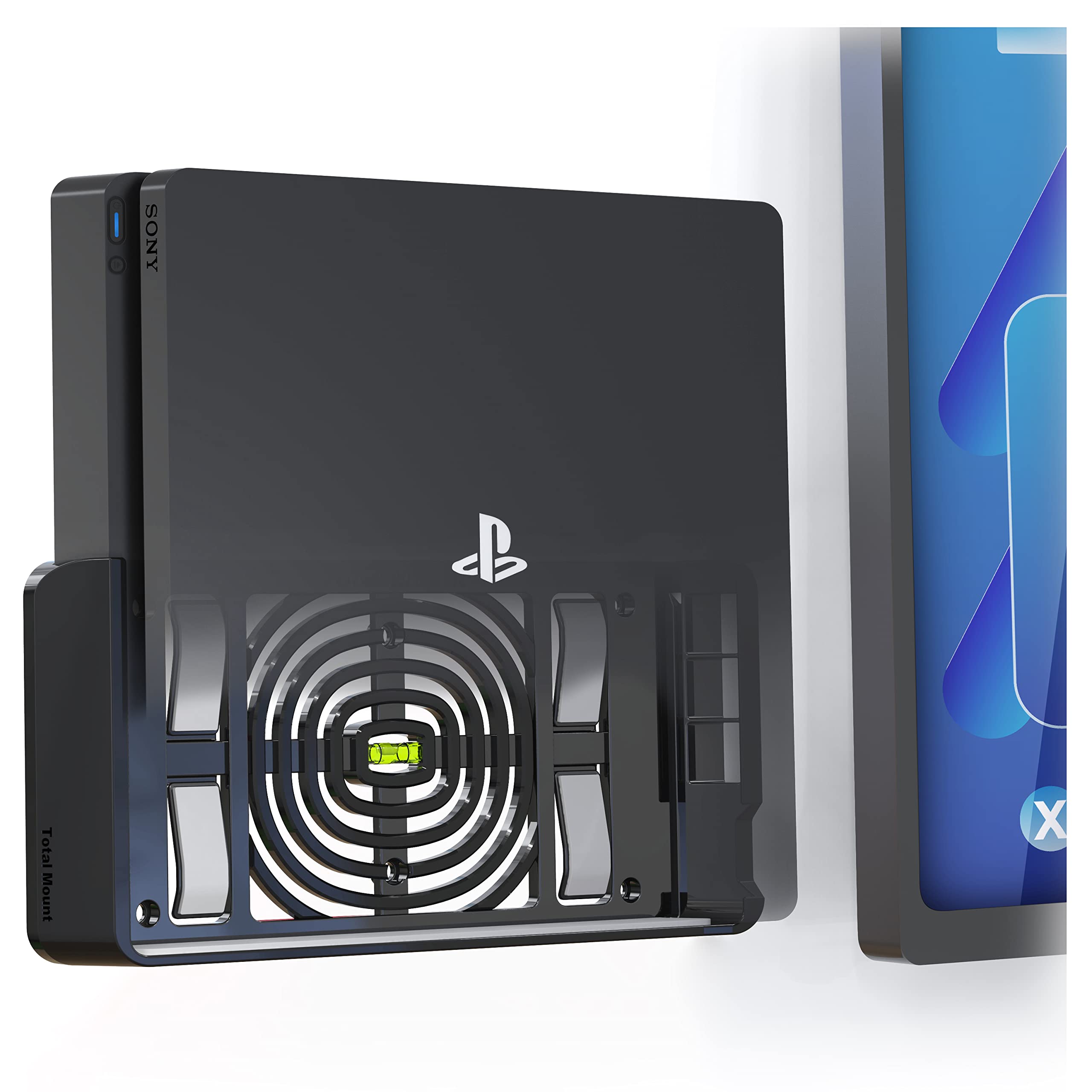 TotalMount Wall Mounting System for Sony PlayStation 4 Slim - Secure Space-Saving PS4 Slim Mount with Adjustable Angle - Perfect for Gaming Rooms & Small Spaces