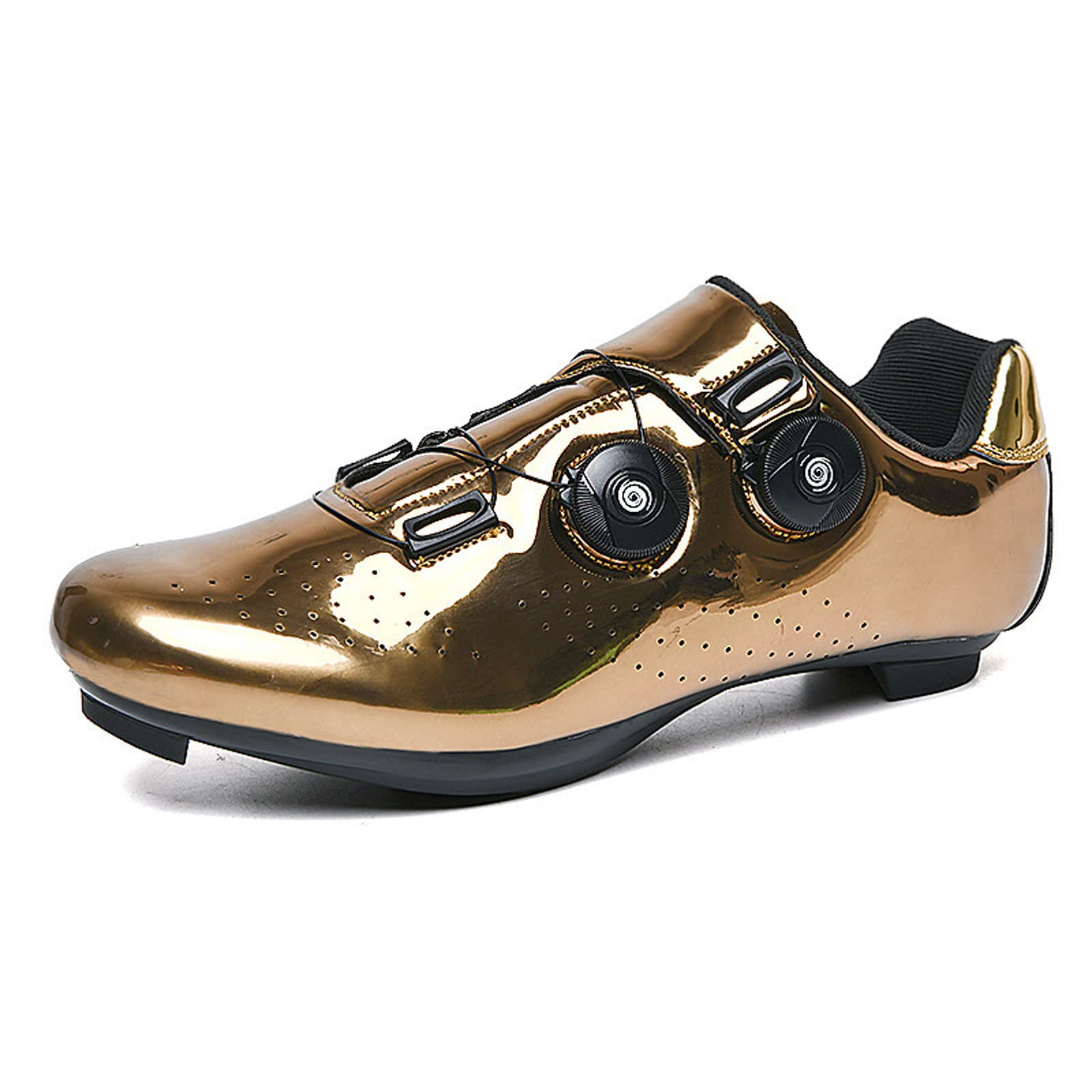 Lockable Road Bike Cycling Shoes for Men & Women - Gold Hard-Soled Mountain Bicycle Shoes Size 44 | Outdoor Riding, Commuting & Professional Cycling