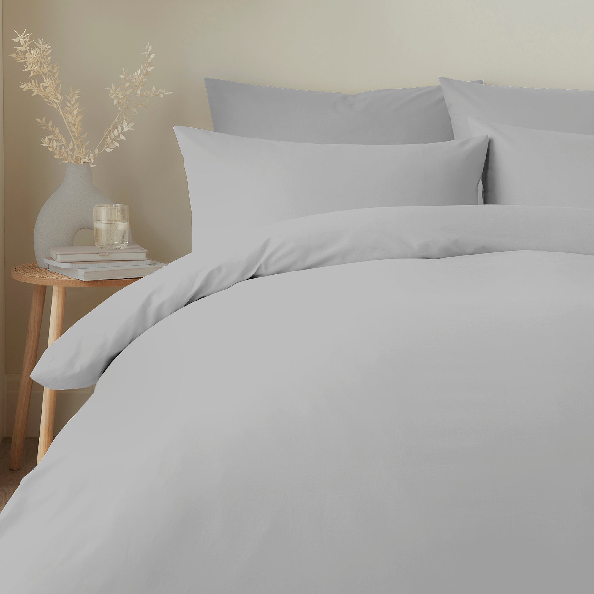 Appletree 100% Pure Cotton Duvet Cover Set - Queen Size Silver Gray Bedding - Soft Breathable Luxury Bed Sheet Set for Master Bedroom & Guest Room