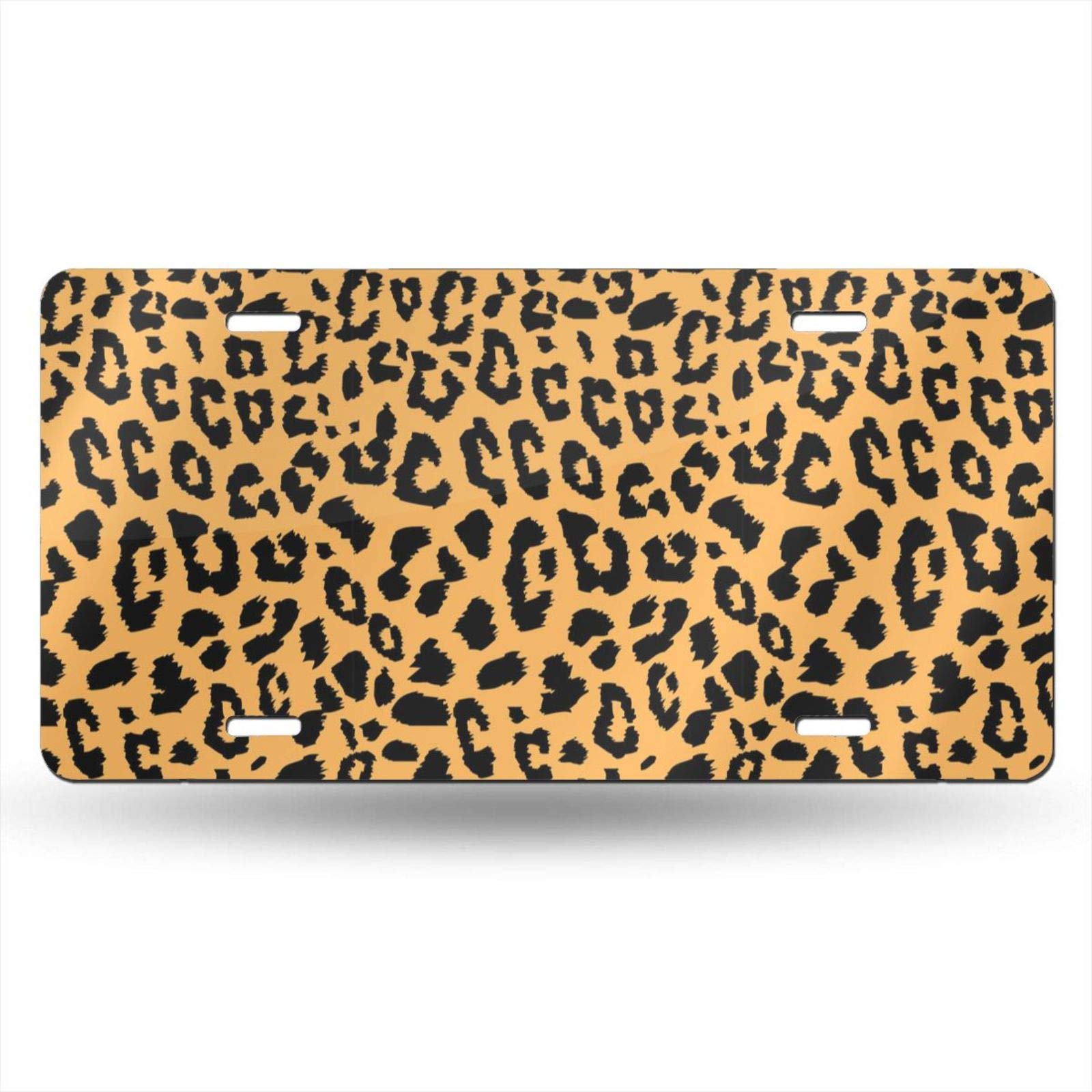 Delerain Leopard Print Aluminum Vanity License Plate - 6x12 Inch Decorative Front Car Tag for Men, Women, Boys & Girls - Perfect for Customizing Vehicles, Gifts, and Car Accessories