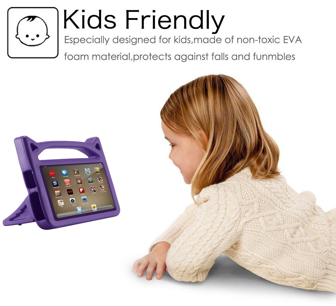 Amazon Fire 7 Tablet Case (2015 & 2017 Models) - Durable Protective Cover with Auto Wake/Sleep - Purple - Perfect for Home, Travel & School Use