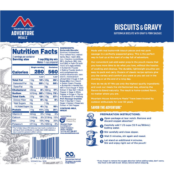 Delicious Biscuits & Gravy - Ready-to-Eat Southern Comfort Food (2 Servings) | Perfect for Breakfast, Brunch or Quick Meals
