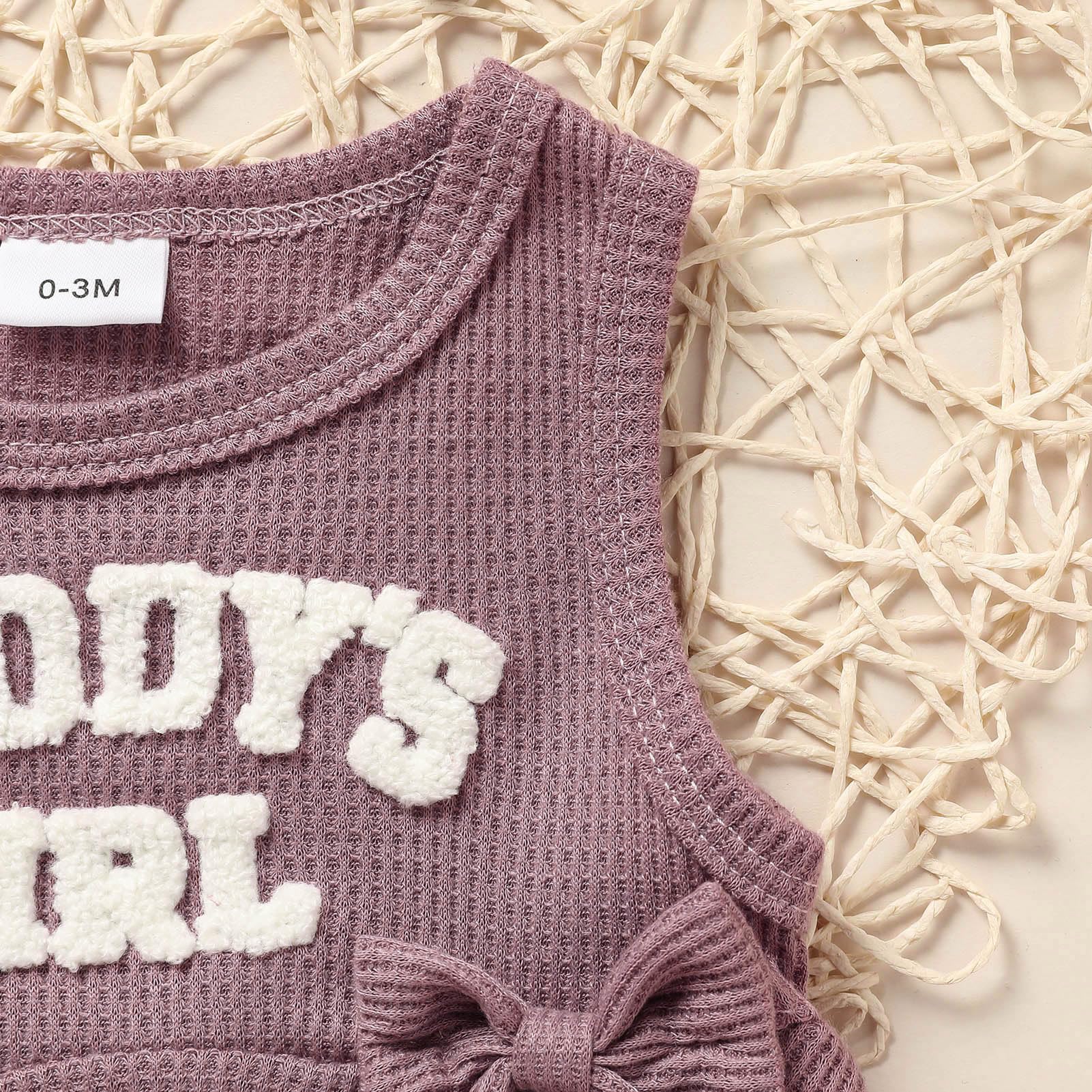 Viworld Baby Girl Clothes 0-18 Months - Soft Knitted Sleeveless Top Set with 'Daddy's Girl' Print | Cute Newborn & Infant Outfits for Photos, Parties & Everyday Wear