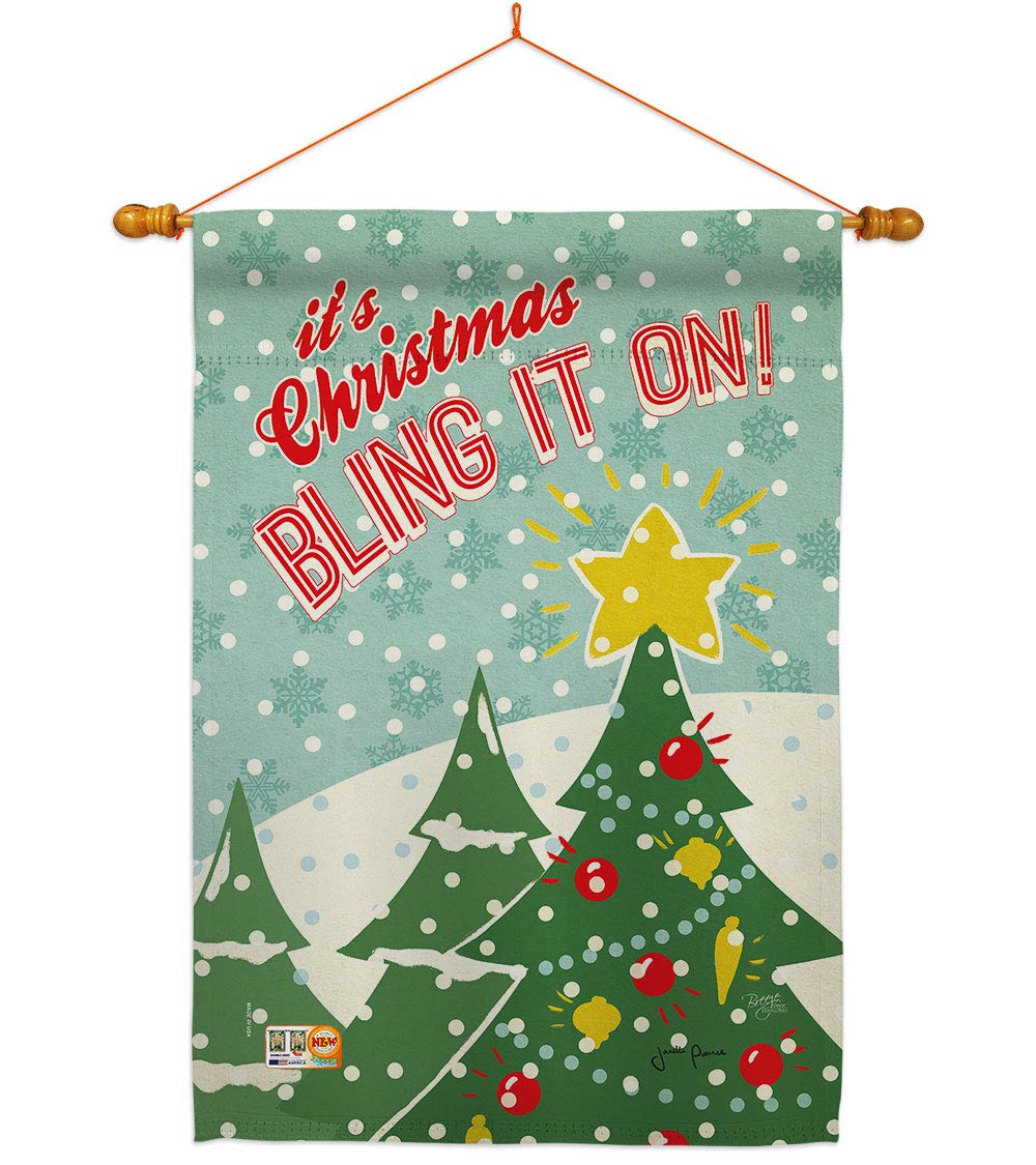 Bling It On Winter Christmas Flag Set 28x40