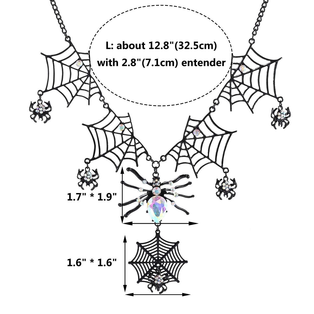 BVGA Halloween Spider Web Pendant Necklace with Rhinestone Spiders & Tarantula Charm - Gothic Statement Choker for Women | Perfect for Halloween Parties, Cosplay & Gothic Fashion Accessories