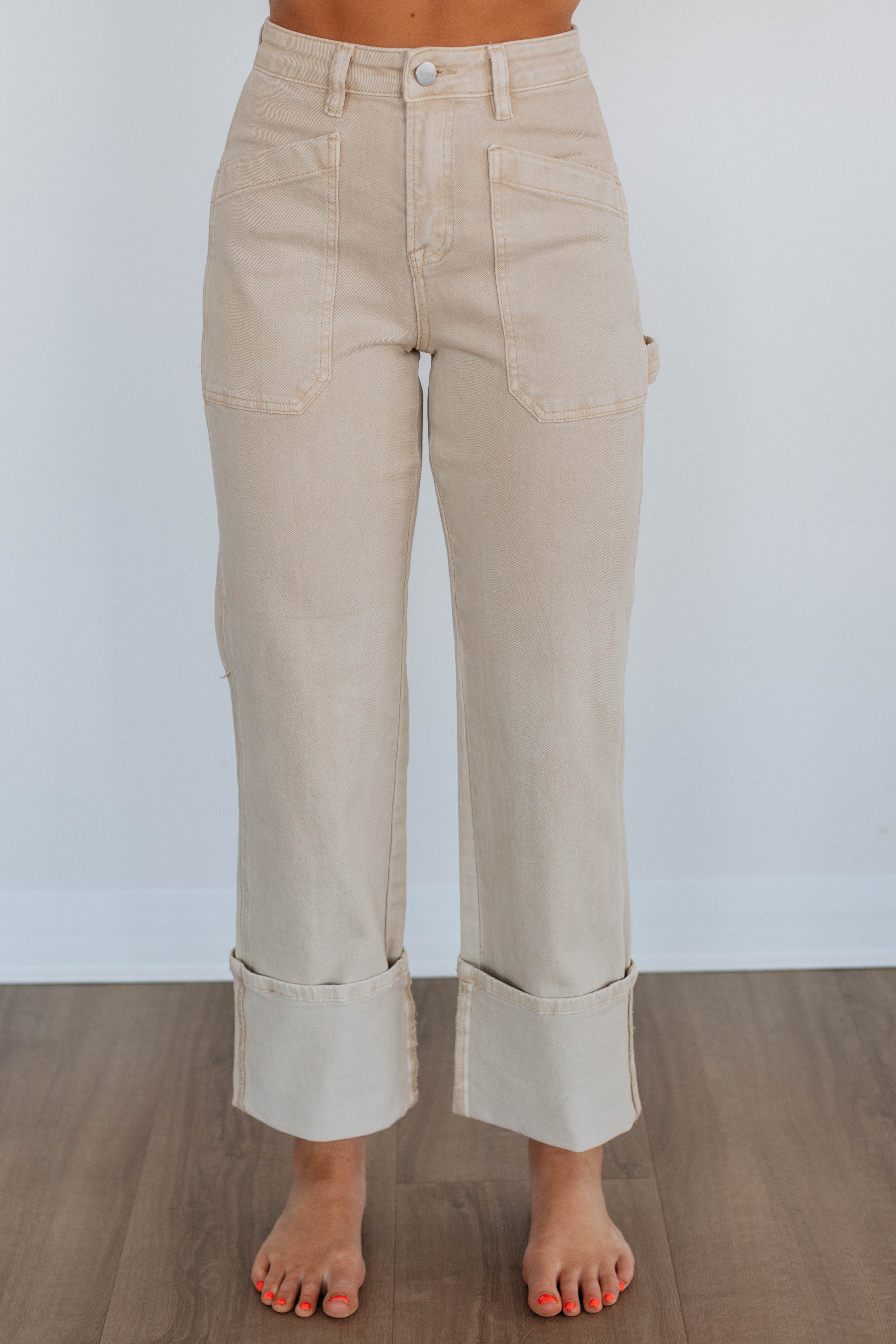 Erin Risen Women's High Waist Skinny Jeans in Khaki - Stretchy Comfort Denim Pants for Casual Wear & Everyday Outfits
