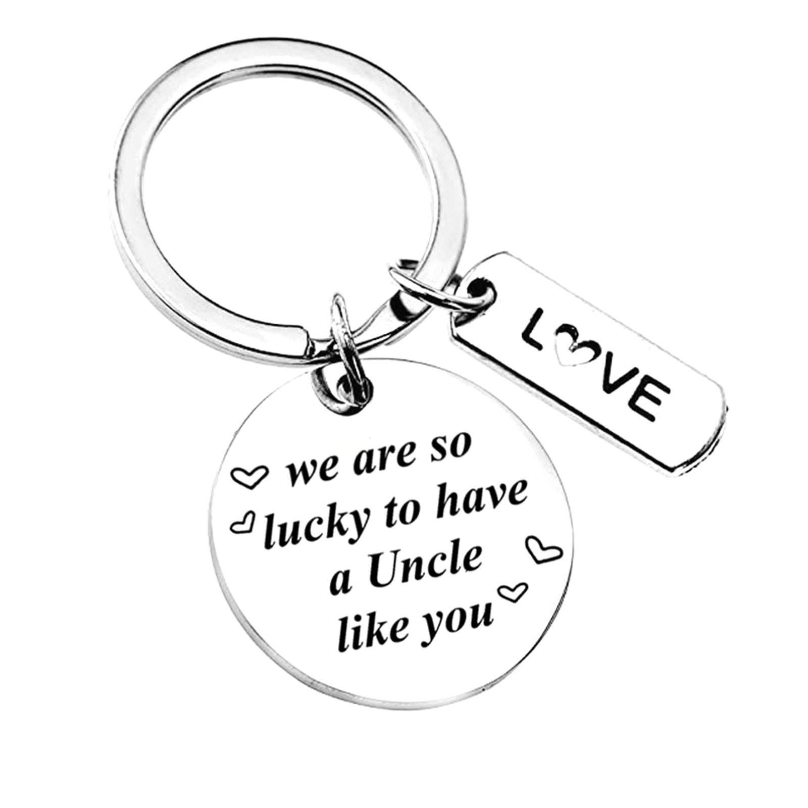 Uncle Keychain Gift - 'We Are So Lucky to Have an Uncle Like You' Engraved Keyring | Perfect Christmas & Birthday Present from Nephew/Niece | Thoughtful Gift for Father's Day, Graduation & Special Occasions