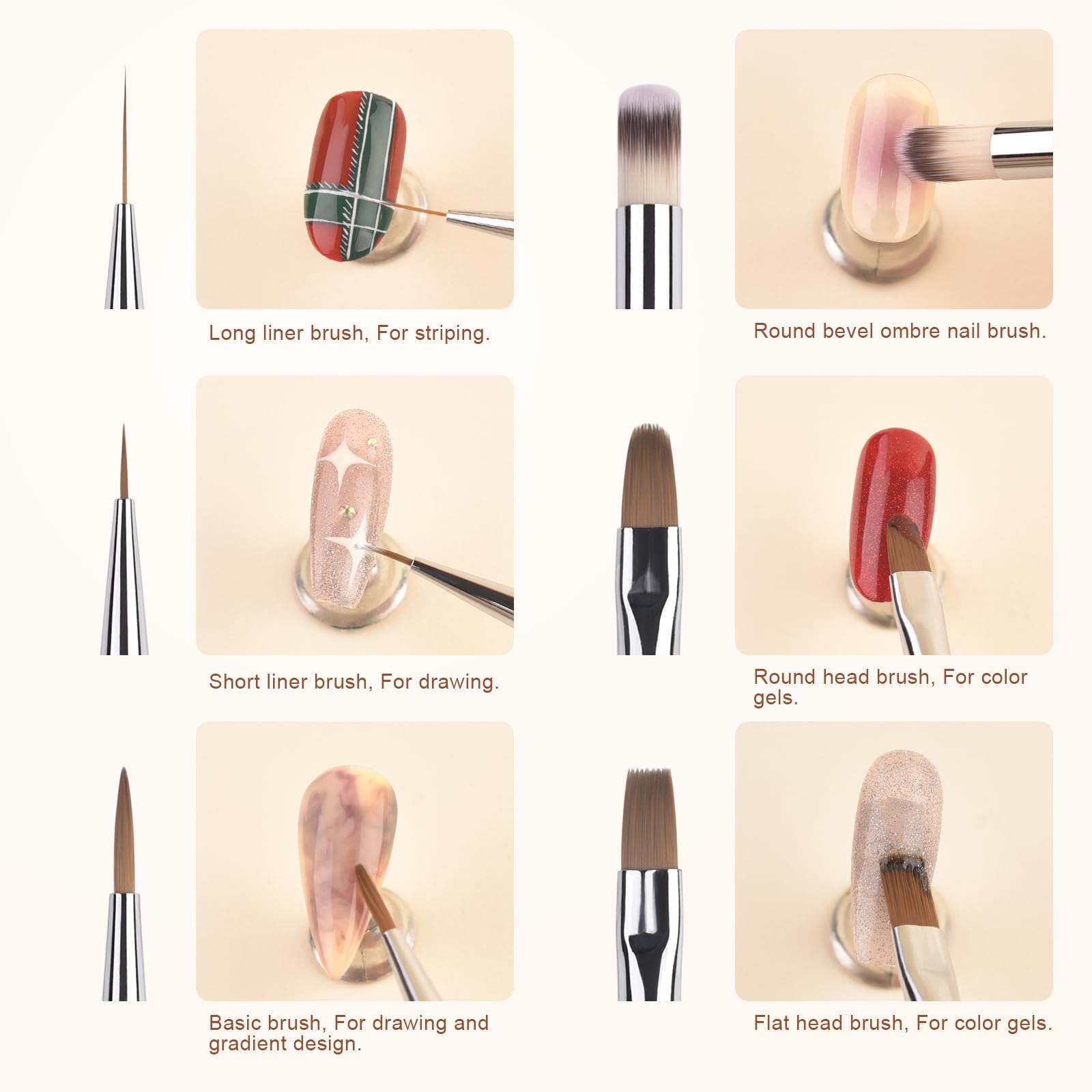 9pcs Professional Nail Art Brush Set - Dotting Tools, Gel & Polish Brushes for 3D Nail Art Designs - Perfect for Manicure, Salon & Home Nail Art DIY Projects