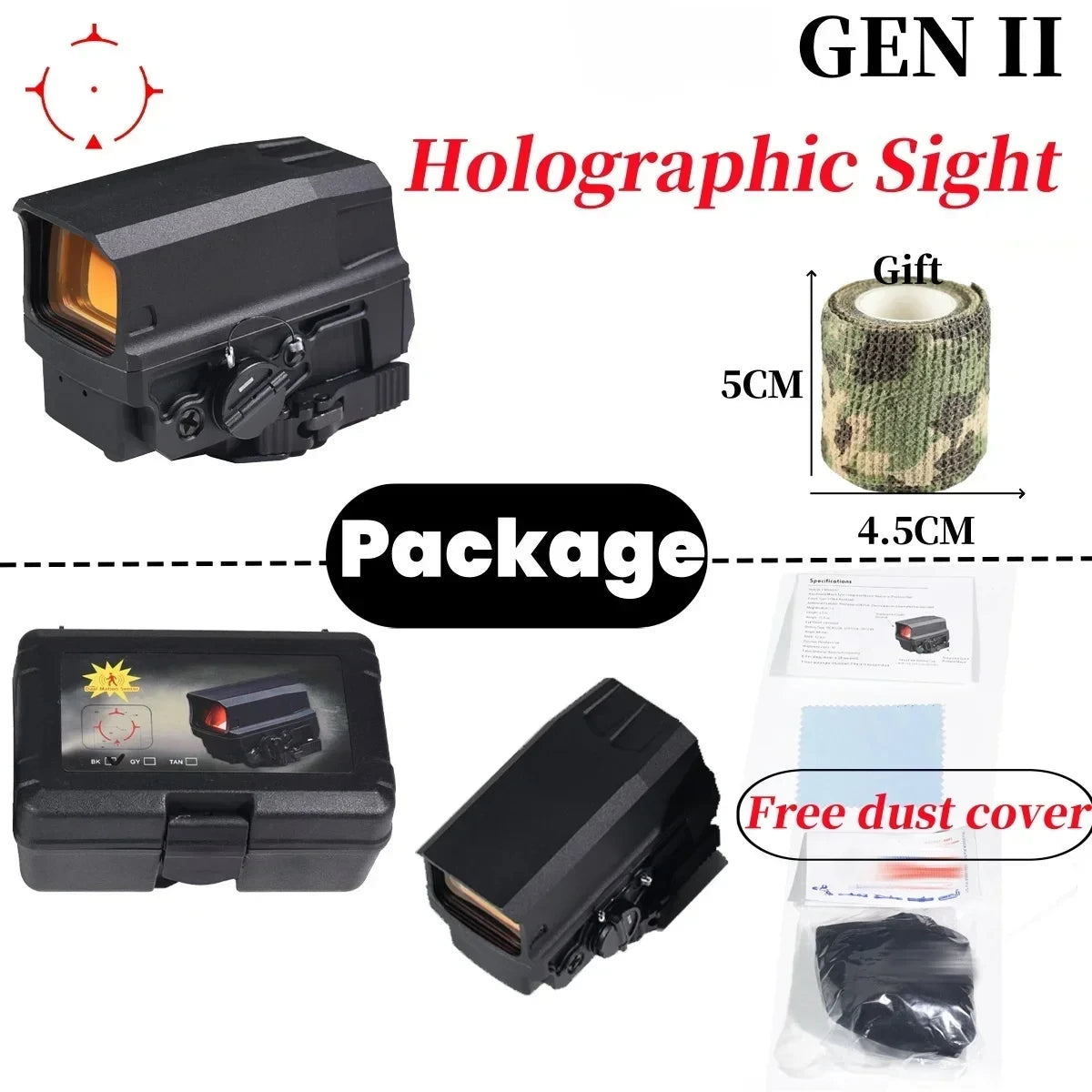 Gen II Holographic Red Dot Sight with 3X Magnifier Combo - Quick Detach QD Mount Tactical Rifle Scope for AR-15, Airsoft & Hunting - Perfect for Close to Mid-Range Shooting & Tactical Training