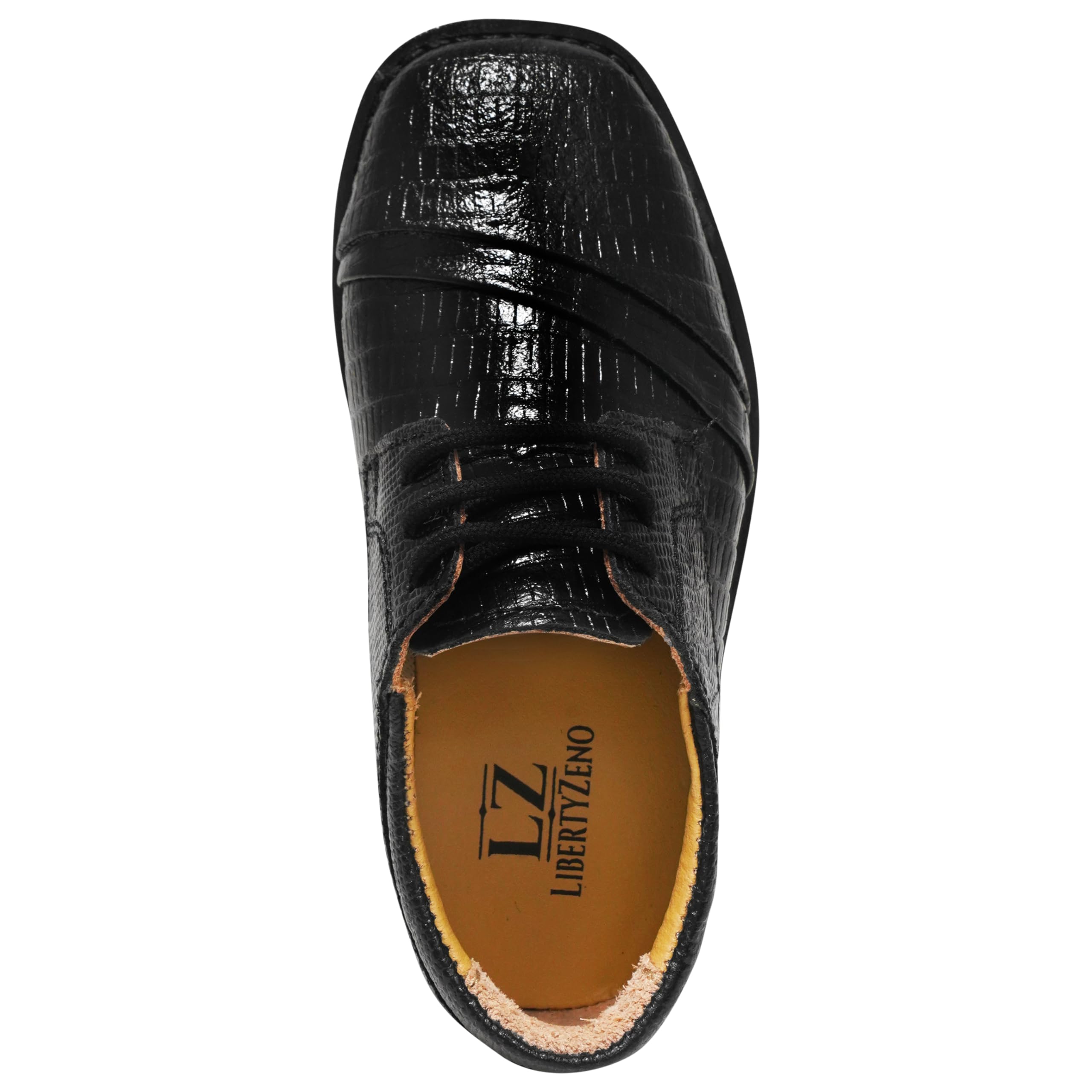 LIBERTYZENO Boys' Animal Print Genuine Leather Oxford Dress Shoes - Toddler Lace-Up Formal Shoes for Kids | Perfect for Easter Gifts, School Events & Special Occasions
