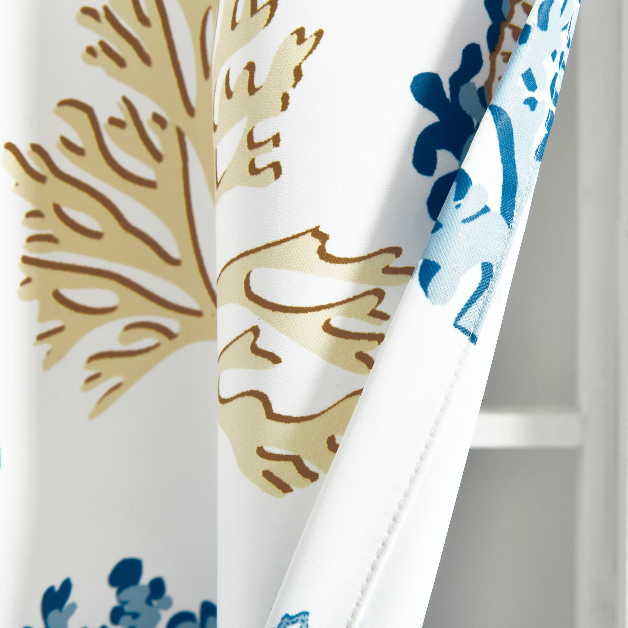 Coastal Reef Feather Light Filtering Window Curtain Panel Set - Soft Sheer Drapes for Living Room & Bedroom - Ocean Blue Beach Style Window Treatments for Sun Protection & Privacy