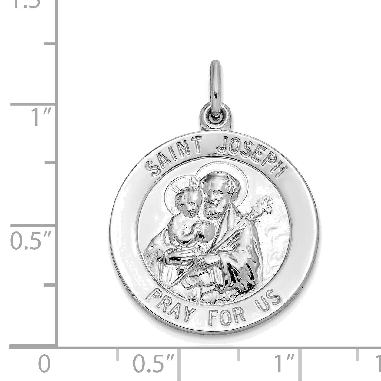 Bonyak Sterling Silver Rhodium-Plated Saint Joseph Medal Necklace - Religious Jewelry for Women & Men - Perfect for Baptism, First Communion, Confirmation & Daily Wear