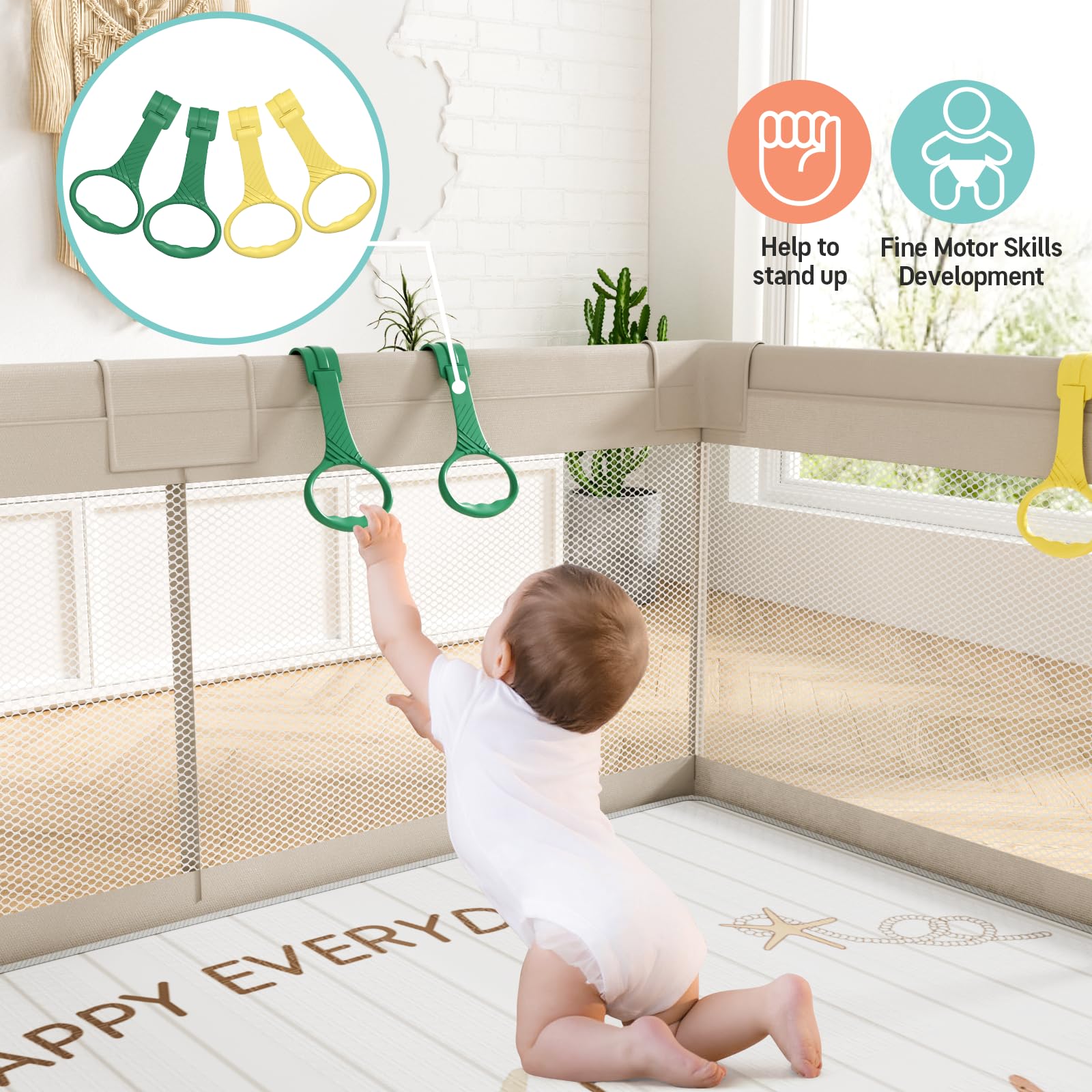 UANLAUO Extra Large Baby Playpen with Mat - 59x59x27 Inch Safe Play Yard for Toddlers & Infants | Indoor/Outdoor Play Area for Baby Boys & Girls | Perfect for Home, Daycare & Travel Use