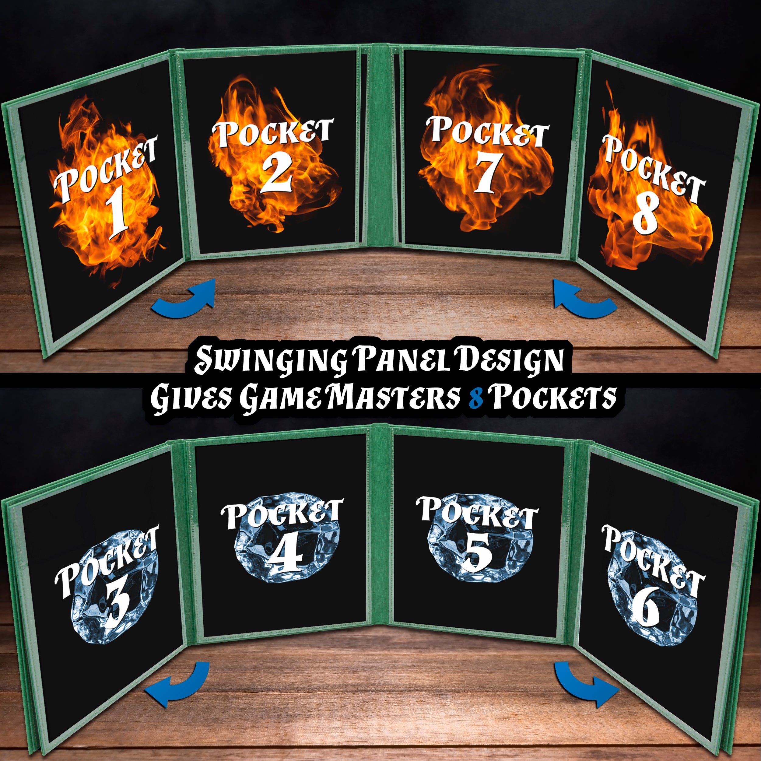 Premium 8-Panel DM Screen for Dungeon Masters | Durable Folding Game Master Screen for TTRPGs (D&D, Pathfinder) | Black/Brown/Green Options | Perfect for RPG Campaigns & Tabletop Gaming Sessions