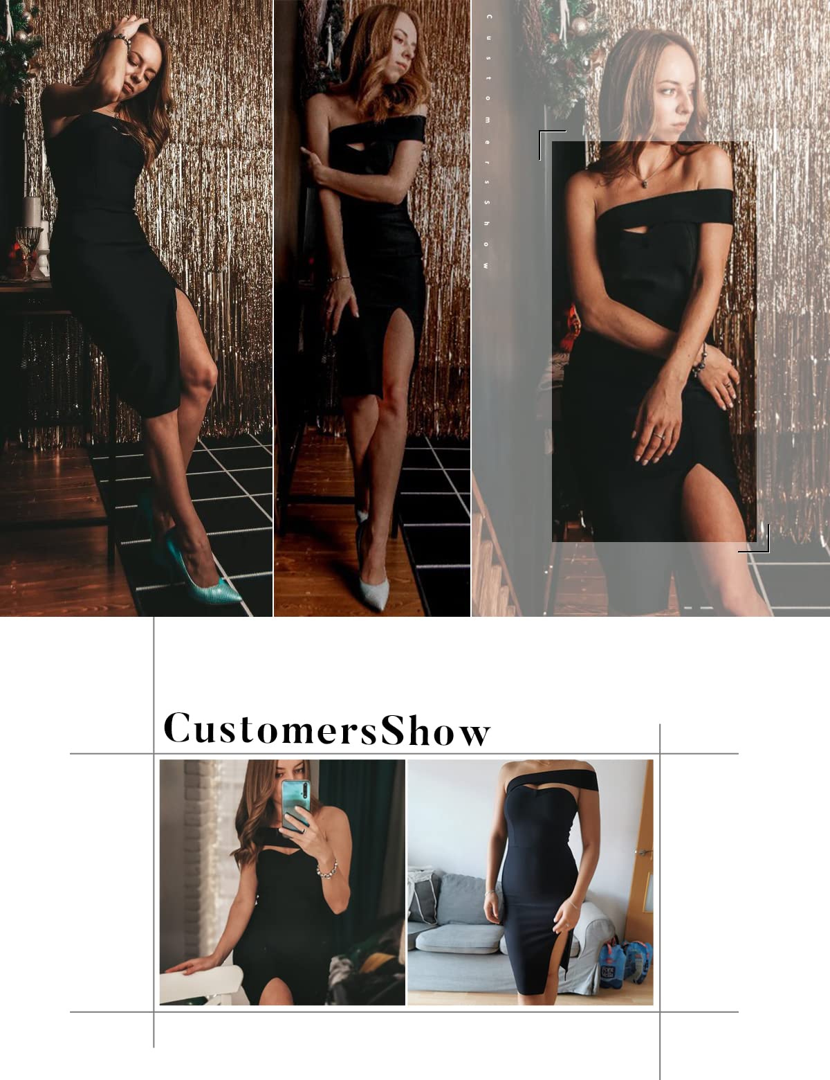 Meilun Women's One Shoulder Bandage Dress - Sexy Formal Midi Dress for Wedding Guest, Party, Cocktail & Evening Events