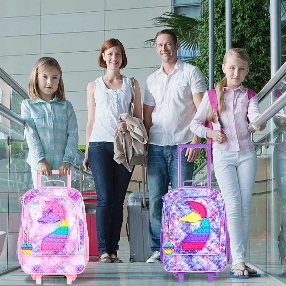 Kids Rolling Luggage for Boys and Girls - Toddler Travel Carry On Suitcase with Wheels | Perfect for Airplane Trips, Family Vacations & School Sleepovers