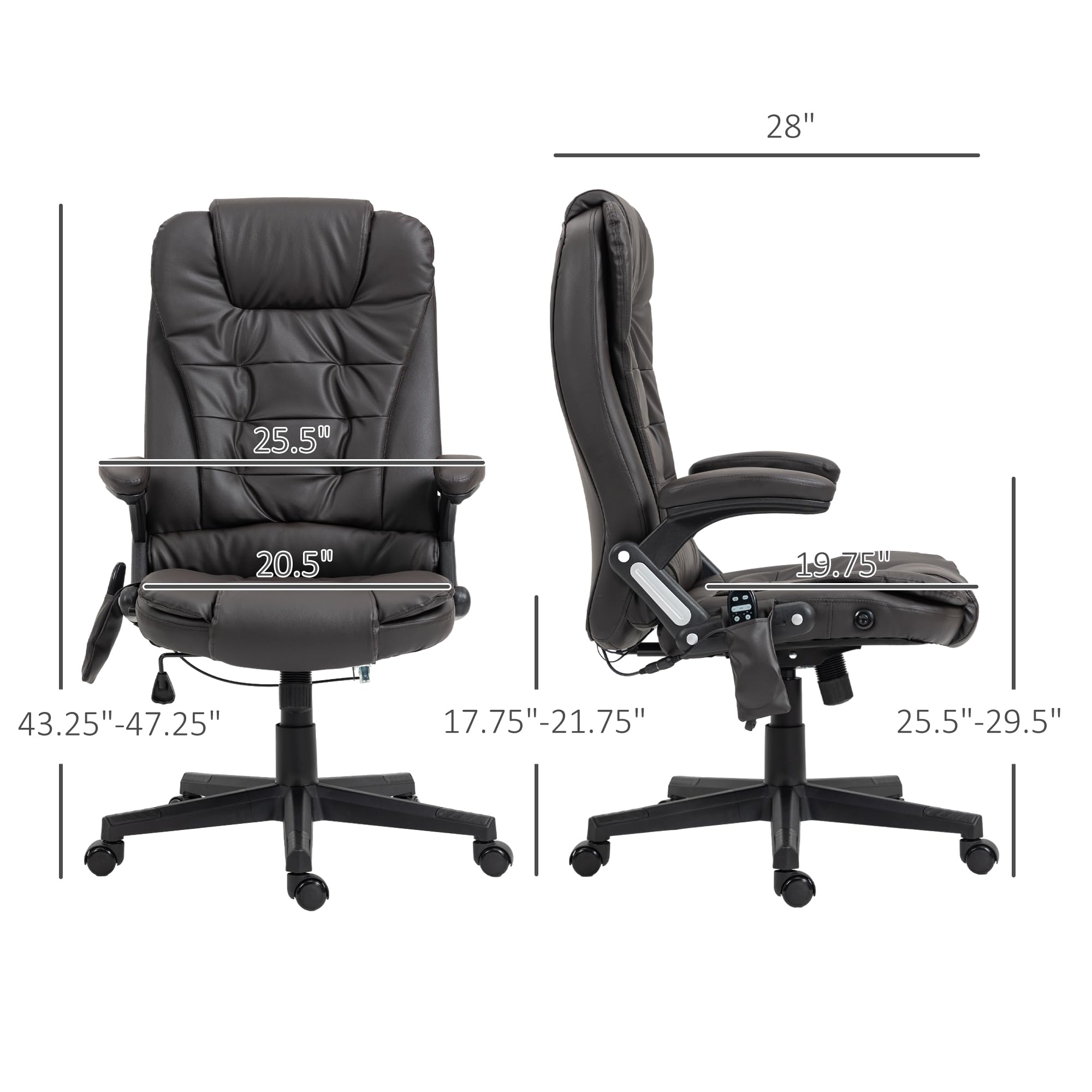 HOMCOM Heated Massage Office Chair with 6 Vibration Points - Perfect for Home & Office Workspaces