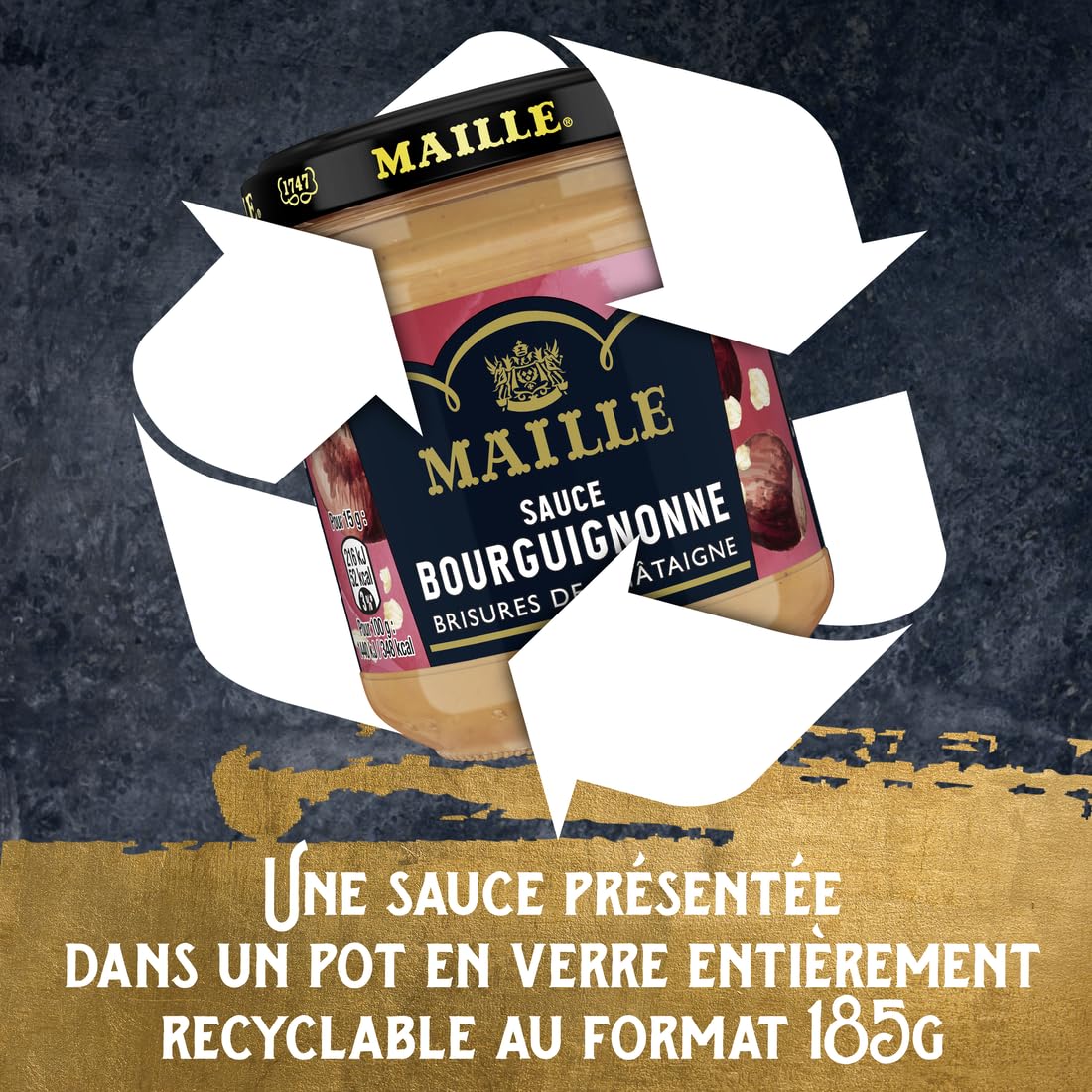 Maille Sauce Bourguignonne 190g - Classic French Red Wine Sauce for Steak, Beef, and Gourmet Cooking | Perfect for Grilling, Roasting, and Fine Dining