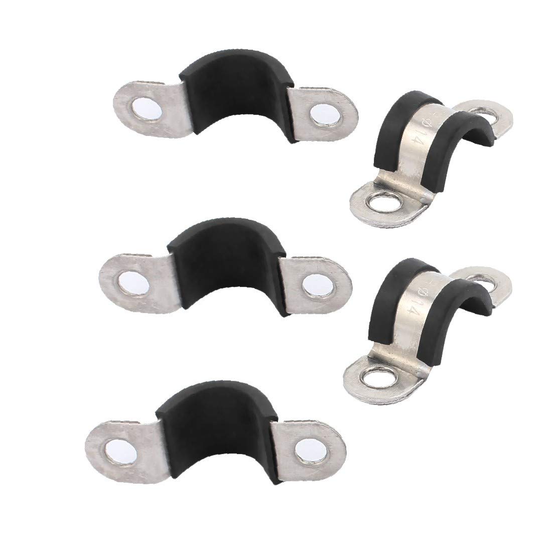 X-DREE 5Pcs 15mm Diameter Rubber Lined U-Shaped Stainless Steel Hose Pipe Clamps - Heavy Duty Cable Clips for Automotive, Plumbing & Marine Applications (5Pcs)