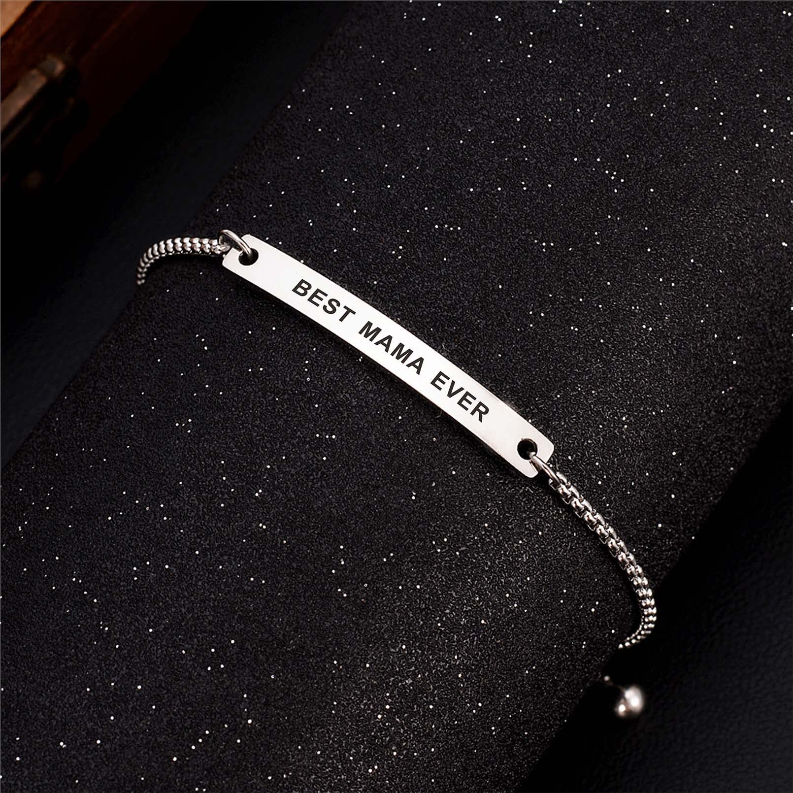 SOUSYOKYO Mama Bracelet - Best Ever Gifts for Women, Stainless Steel Jewelry for Mom - Birthday, Valentine's Day & Mother's Day Present - Perfect for Daily Wear, Special Occasions & Showing Love