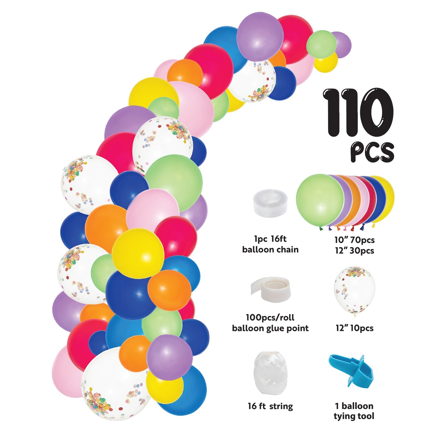 Colorful Balloon Garland Kit - Assorted Balloons for Party Decorations, Baby Showers & Weddings | Perfect for Birthday Parties, Bridal Showers & Home Decor