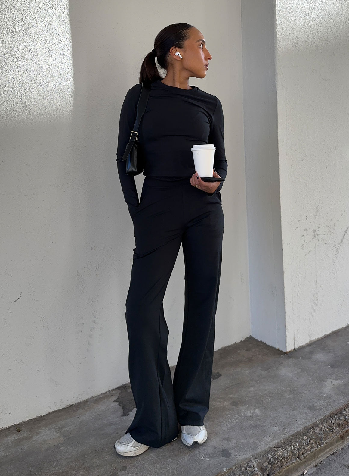 Black Sense Wide Leg Pants for Women - Comfortable High Waisted Loose Fit Trousers for Casual, Office & Travel