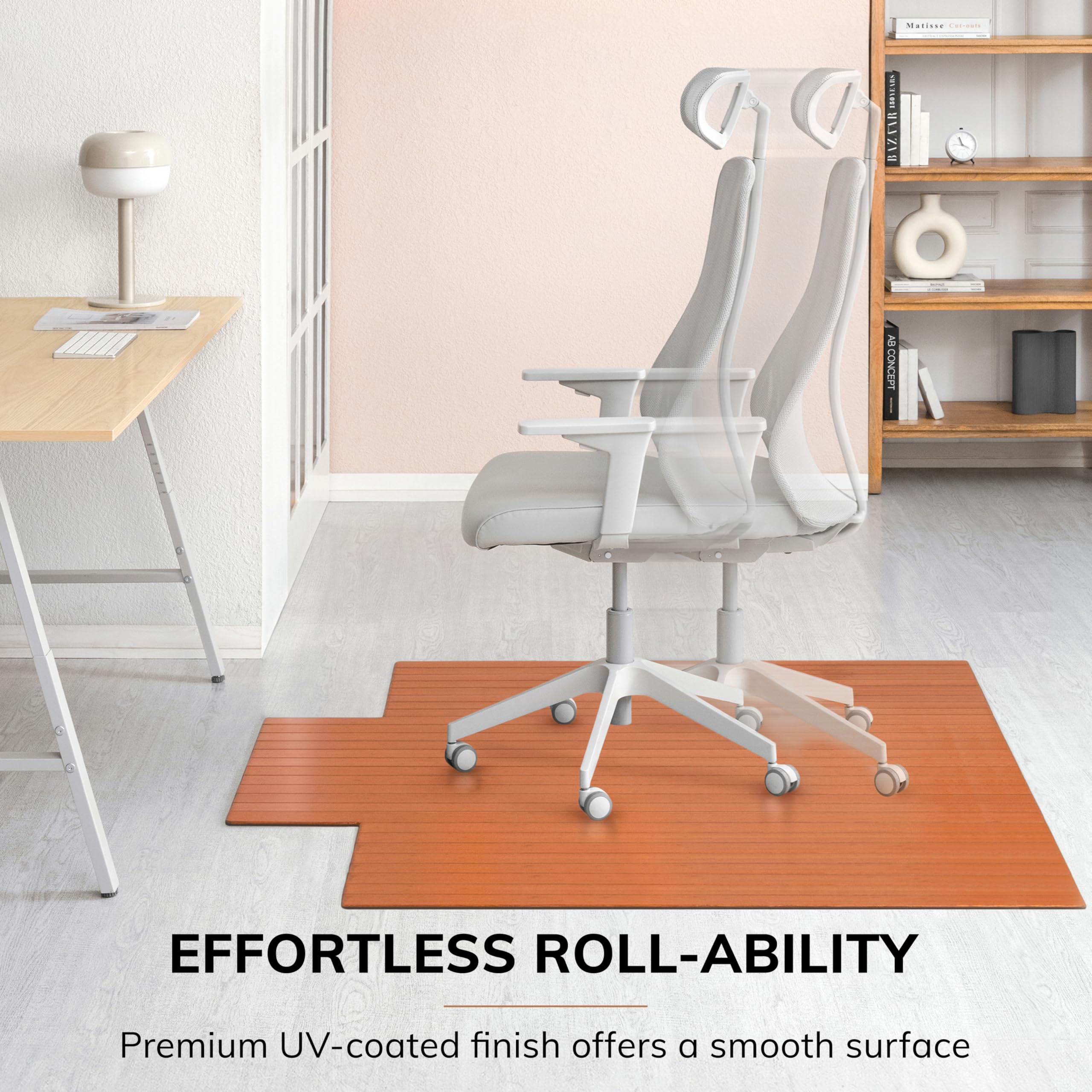 Premium Bamboo Chair Mat - 5mm Thick, Anti-Slip & Heavy Duty - Protects Hardwood Floors in Home & Office - Durable Floor Protector for Desk Chairs - Perfect for Workspaces, Gaming Rooms & Home Offices