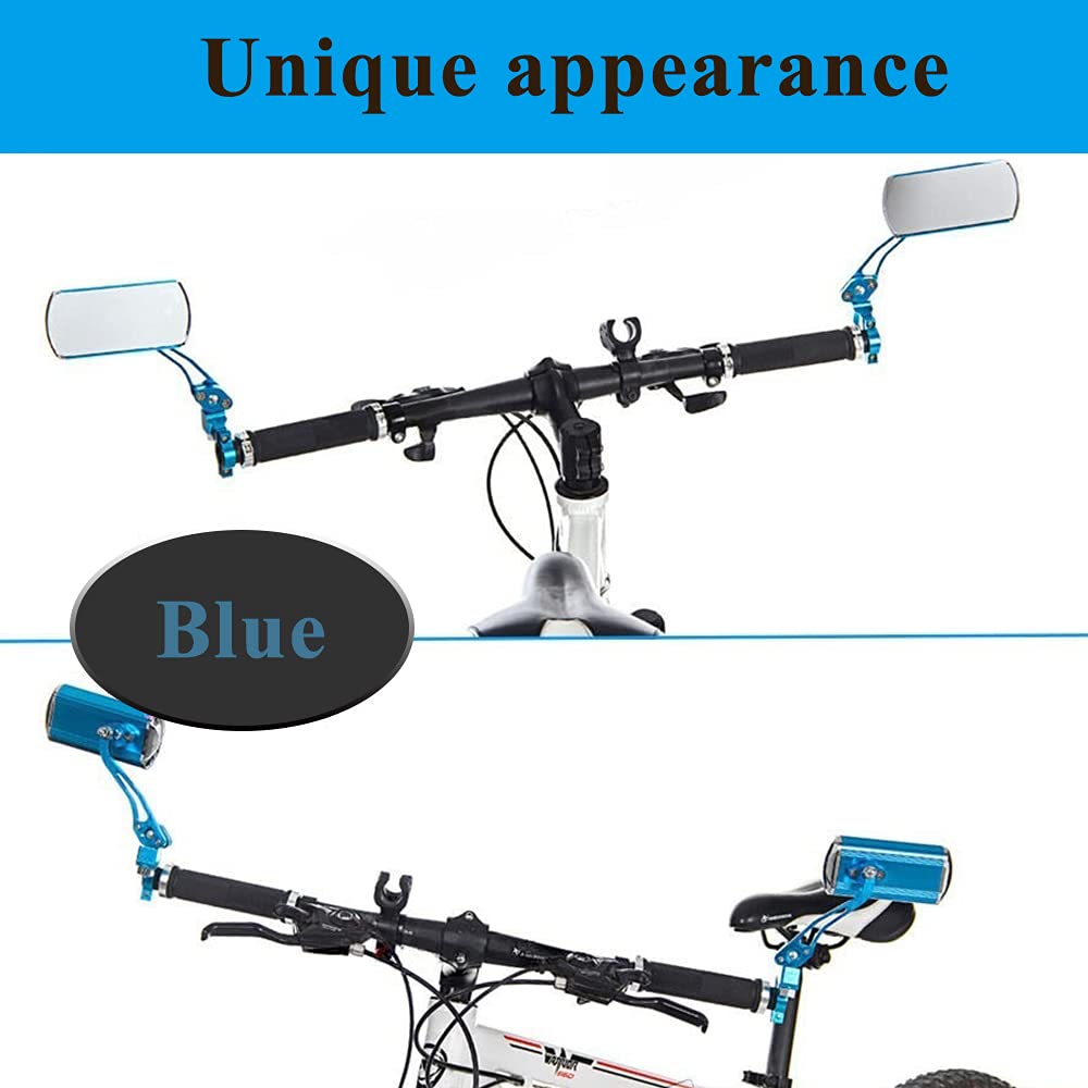2 Pack Bike Handlebar Mirrors - Rearview Safety Mirrors for Electric Bikes, Mountain Bikes & Fixed Gear Bicycles (Blue) - Perfect for Commuting, Cycling & Road Safety