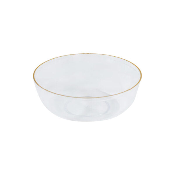 6 oz. Clear and Gold Round Dessert Bowls - Set of 10 | Elegant Serving Bowls for Ice Cream, Pudding, Snacks & Party Decor - Dishwasher Safe & Stackable