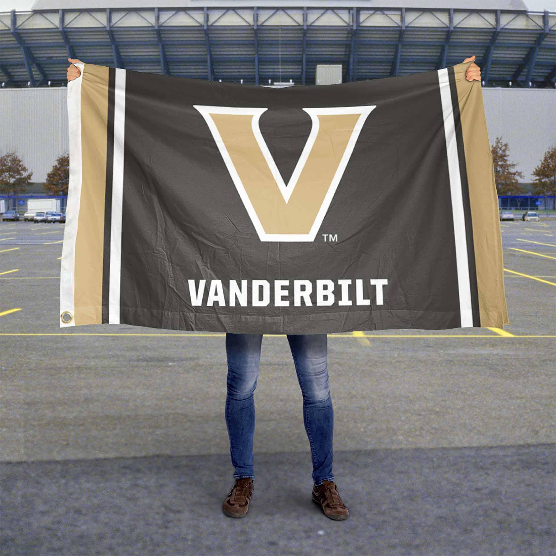 Vanderbilt Commodores Stripes Large Grommet Banner Flag - College Football Team Spirit Decor for Game Day, Tailgating & Home Decor