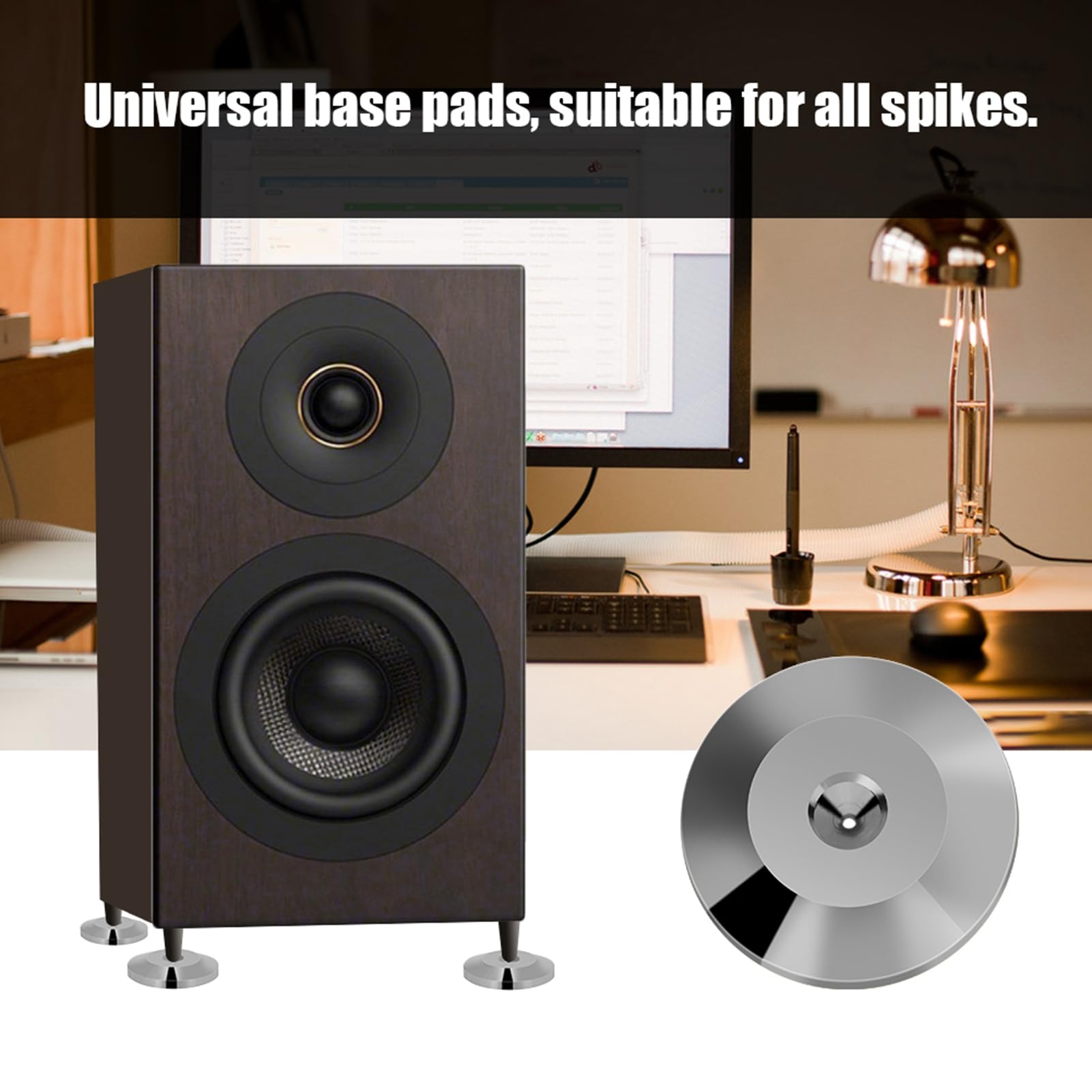 8Pcs Universal Copper Speaker Spikes & Isolation Pads - 25x4mm Shock Absorbing Feet for Speakers, CD/DVD Players & Audio Equipment - Enhance Sound Quality & Protect Floors