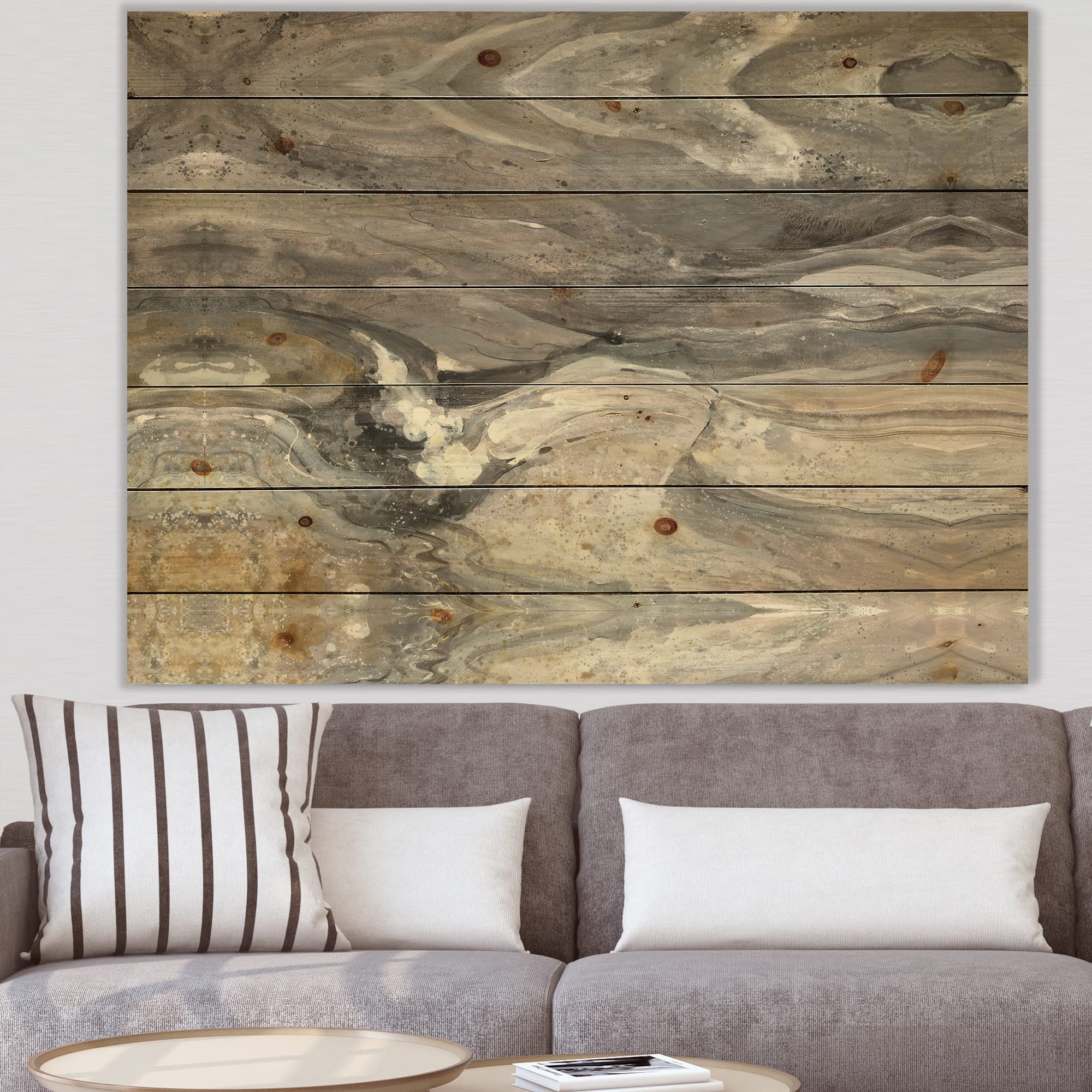 Modern Abstract Wood Wall Art - Natural Earth Tone Beige Wood Wall Decor, Large Contemporary Pine Wood Panels for Living Room, Bedroom & Office Décor