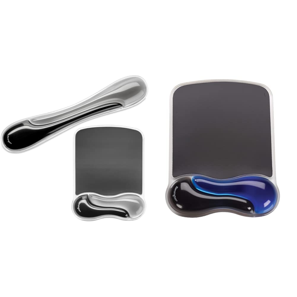 Kensington Duo Gel Mouse & Keyboard Wrist Rest Bundle (Gray K52500WW) + Blue Gel Mouse Pad with Wrist Support - Ergonomic Comfort for Office & Gaming Setup
