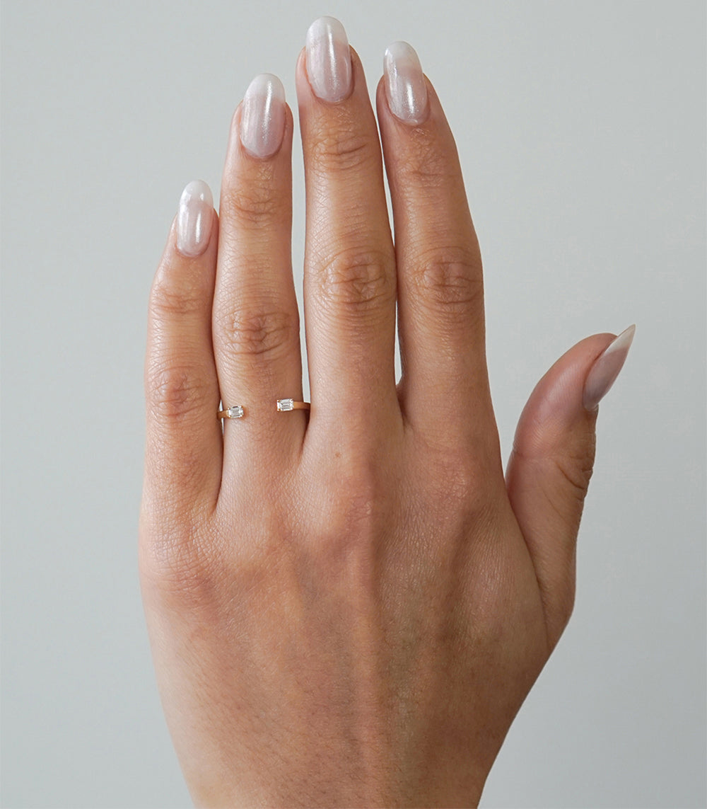 Lunetta Emerald Cut Diamond Ring - Elegant 14K Gold Wedding Band for Women, Perfect for Engagement, Anniversary & Special Occasions