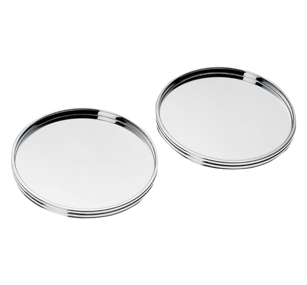 Christofle K+T Silver Plated Coasters Set of 2 - Elegant Drink Coasters for Wine, Cocktails & Home Decor