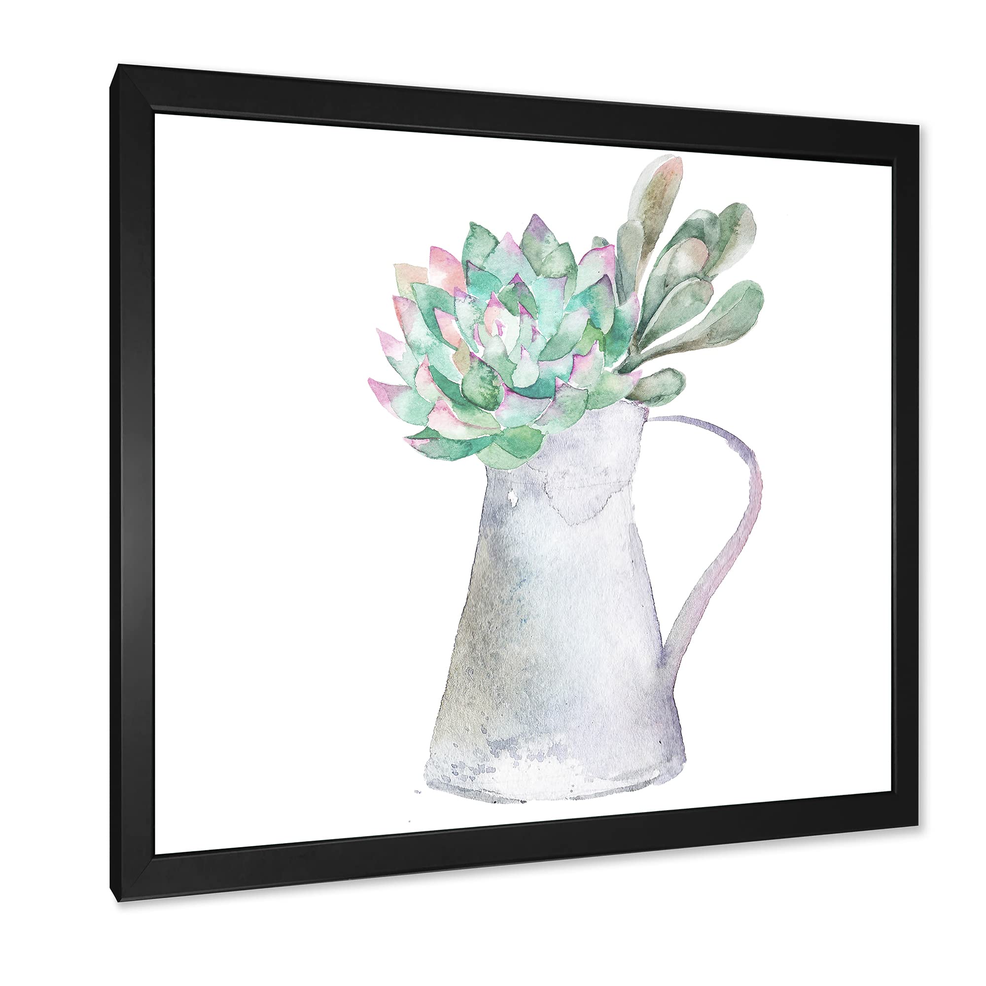 DesignQ Succulent Home Plant Traditional Framed Wall Art - Elegant Botanical Decor for Living Room, Bedroom & Office | Perfect Housewarming Gift for Plant Lovers