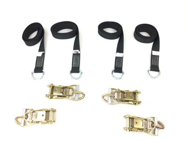 2-Pack 8' Diamond Weave Lasso Wheel Lift Straps with Swivel J-Hook Ratchets - Heavy Duty Towing & Recovery Straps for Trucks, ATVs, Trailers - 4,000 lb Capacity (4 Pack)