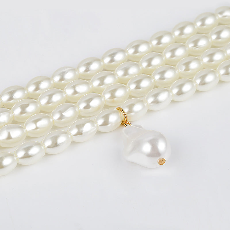 Elegant Geometric Pearl Beaded Multi-Layer Necklace for Women | Trendy Layered Statement Jewelry for Parties, Weddings & Date Nights