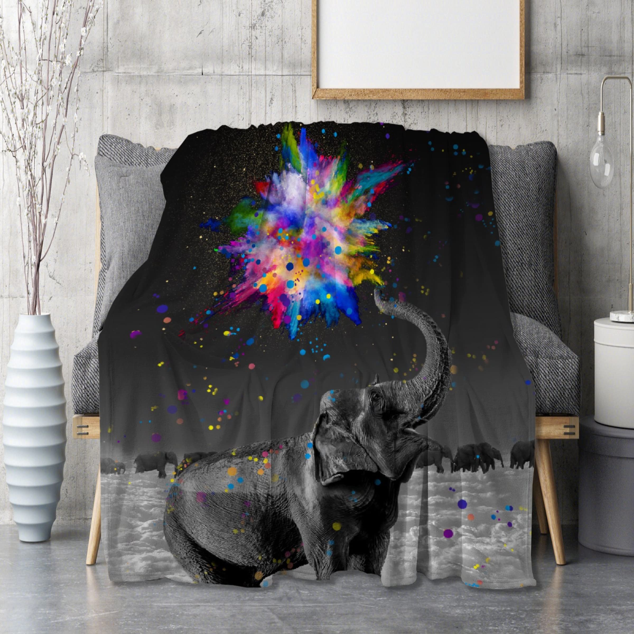 Soft & Cozy 90x120 Inch Elephant Throw Blanket - Lightweight Warm Quilt for Sofa, Bed, Travel - Perfect Gift for Men, Women, Kids & Family - Ideal for Lounging, Picnics & Home Decor
