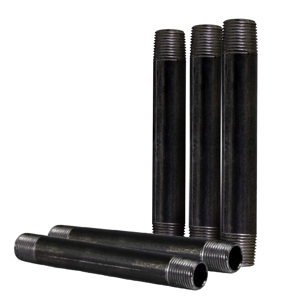Everflow Supplies NPBL2010-5 Black Nipple Pipe - 5 Pack Brass Plumbing Fitting for Water Gas Lines - Perfect for DIY Home Repair, Bathroom & Kitchen Plumbing Projects