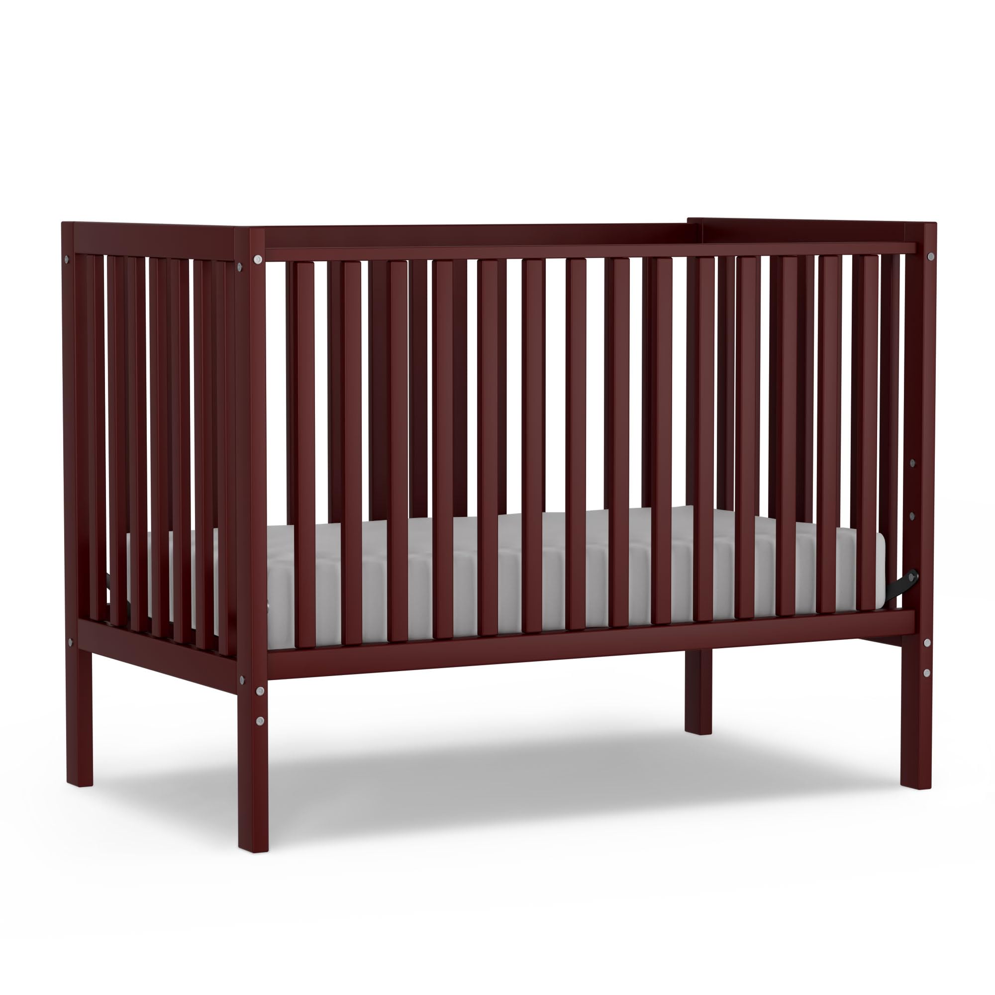 5-in-1 Convertible Baby Crib to Toddler Bed - Sustainable Natural Pinewood, Non-Toxic Finish, Full Size Nursery Furniture (Cherry) - Perfect for Small Spaces & Growing Families